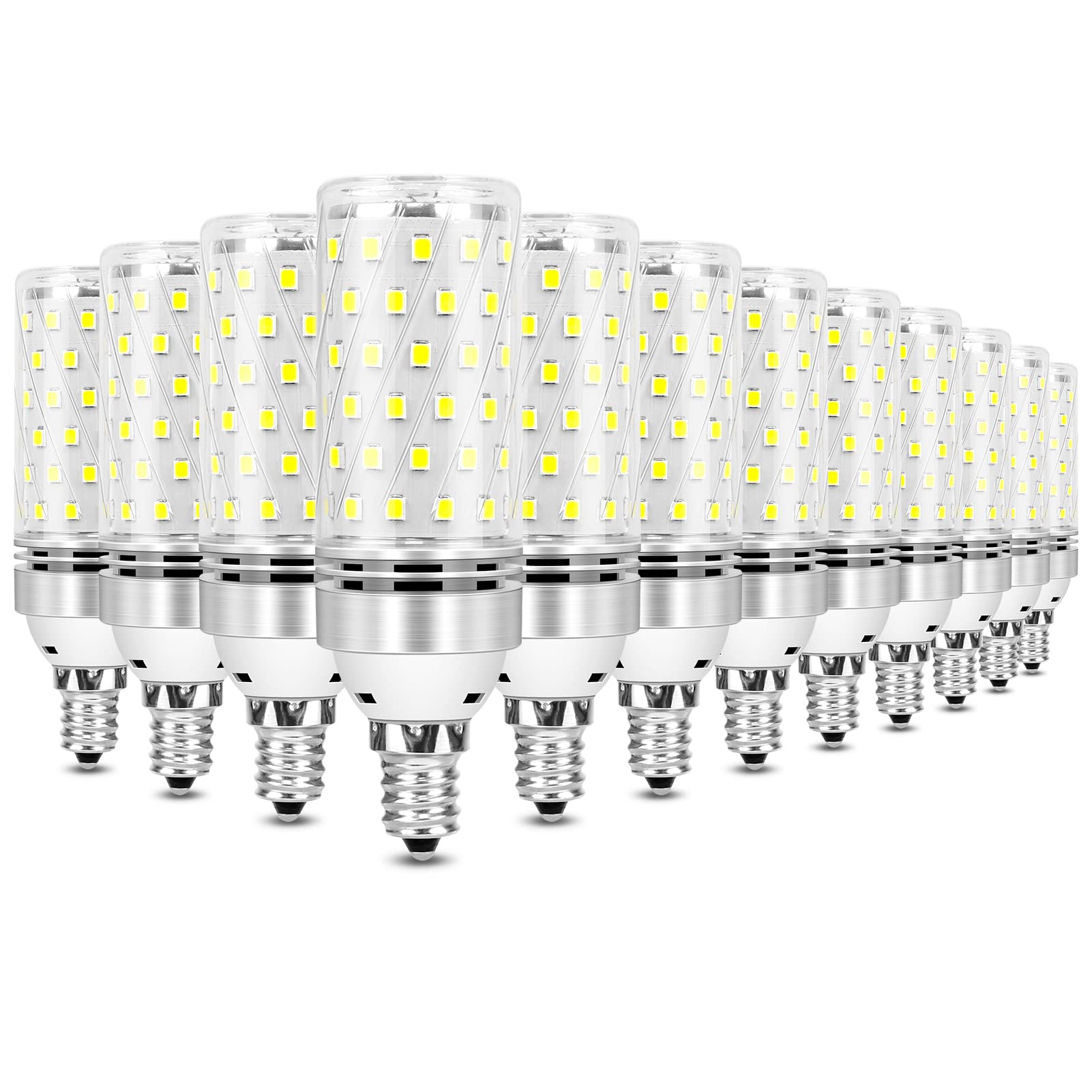 inShareplus E12 LED Bulbs, 12 Pack - Daylight 6000K, 16W, 1500LM, Non-Dimmable Candelabra Chandelier Bulbs