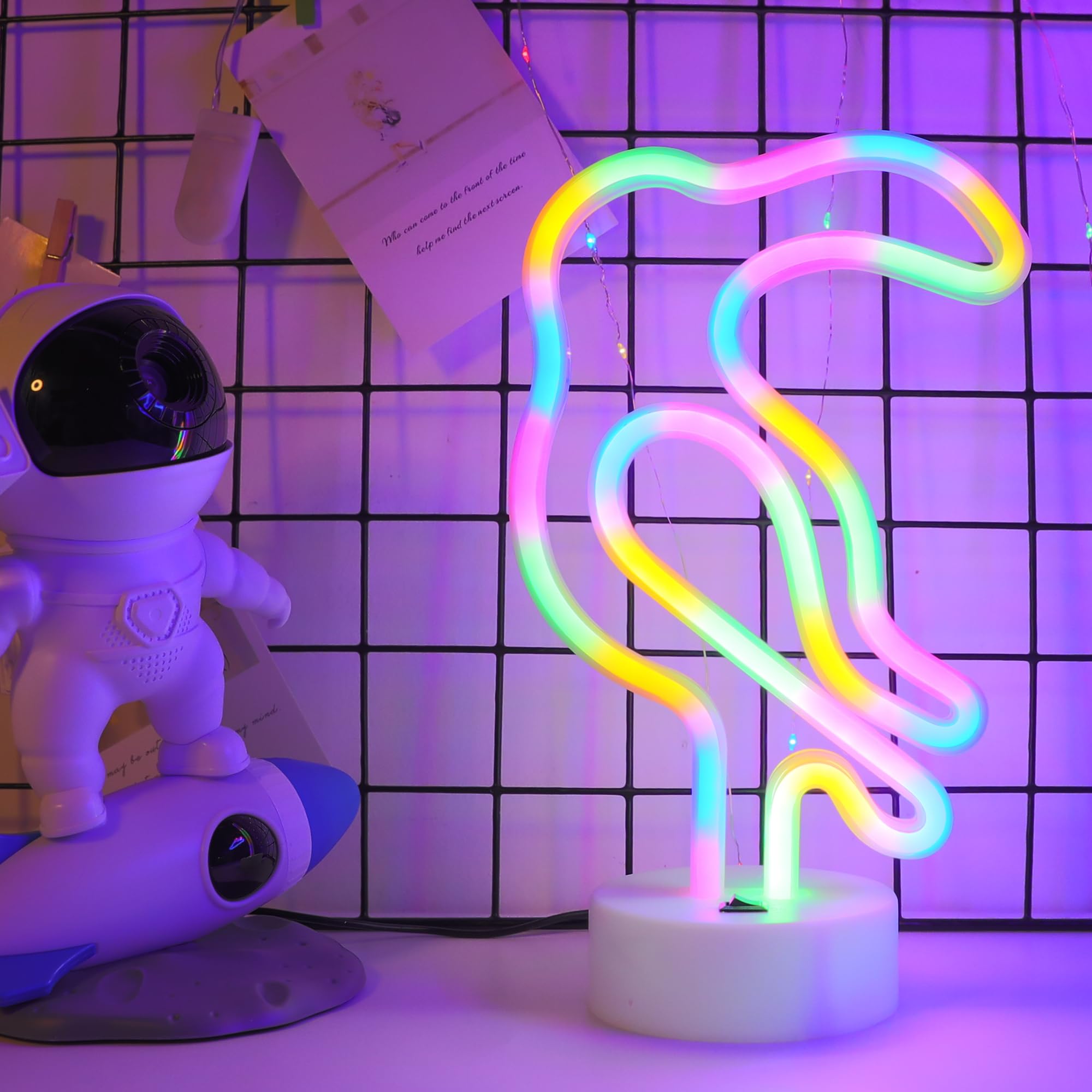 Decorative Led Toucan Shaped Neon Sign Enuoli Neon Night Light With Four Color Lights Batter&Usb Powered Table Led Lights For Ho
