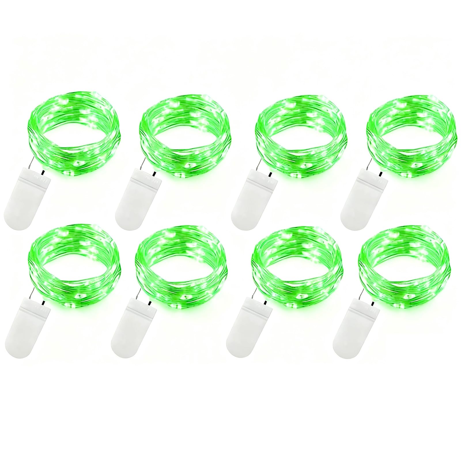 Vookry 8 Pack 30 Led Fairy Lights - 10 Ft Green Waterproof Silver Wire For Diy Crafts, Weddings, Parties, Christmas Decorations