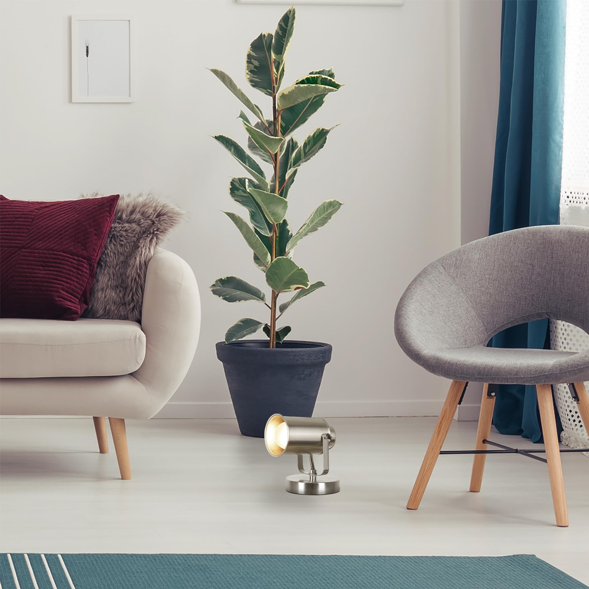 Catalina Lighting Modern Multipurpose Spotlight Desk Or Wall Mount Accent Lamp, 6'', Brushed Nickel, Set Of 2