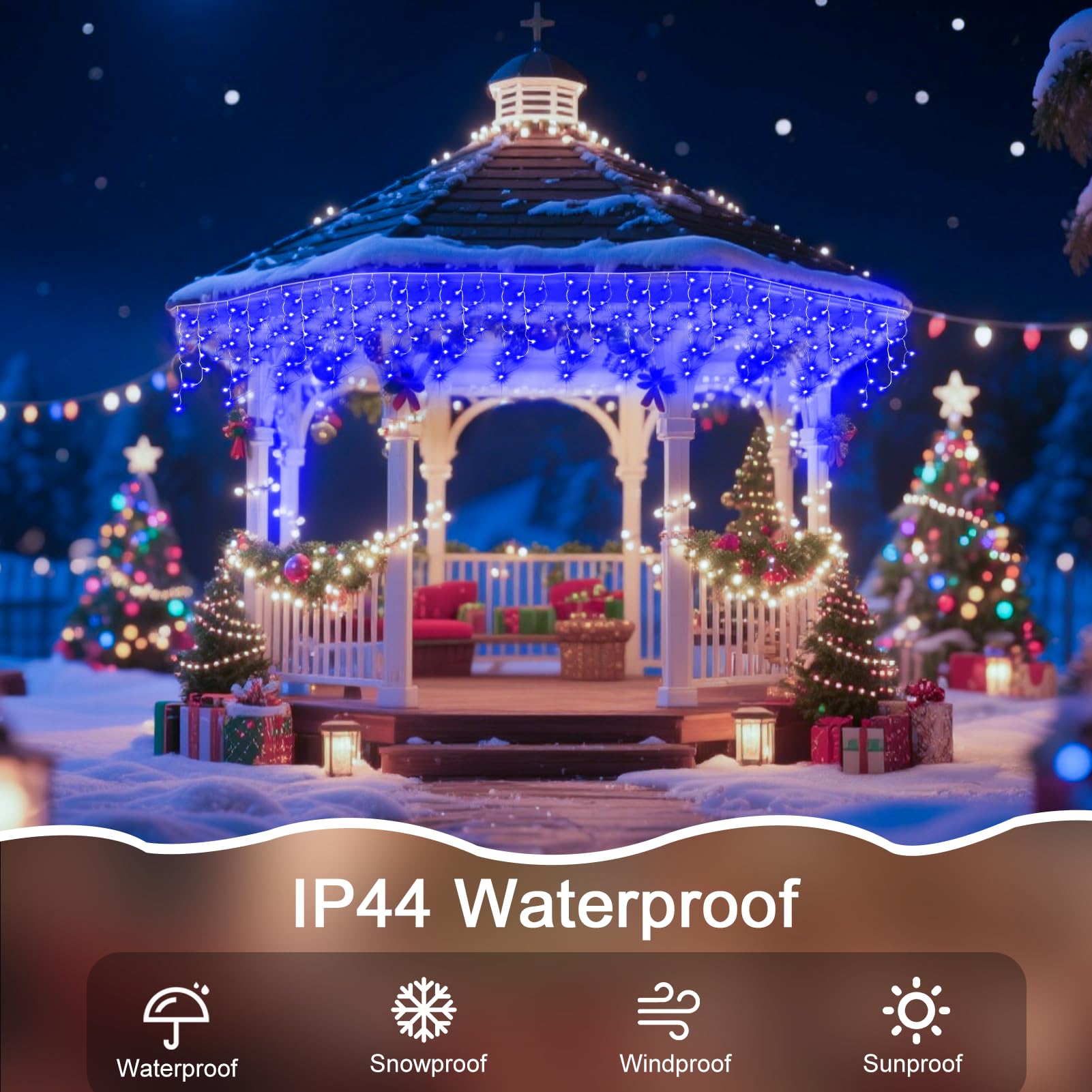 Jdgjyds 66 Ft String Lights For Outside  640 Led Christmas Lights Outdoor Plug In  Christmas String Lights With 8 Modes & Timer For Holiday  Party  Wedding  House  Patio  Outdoor Decor(Blue)