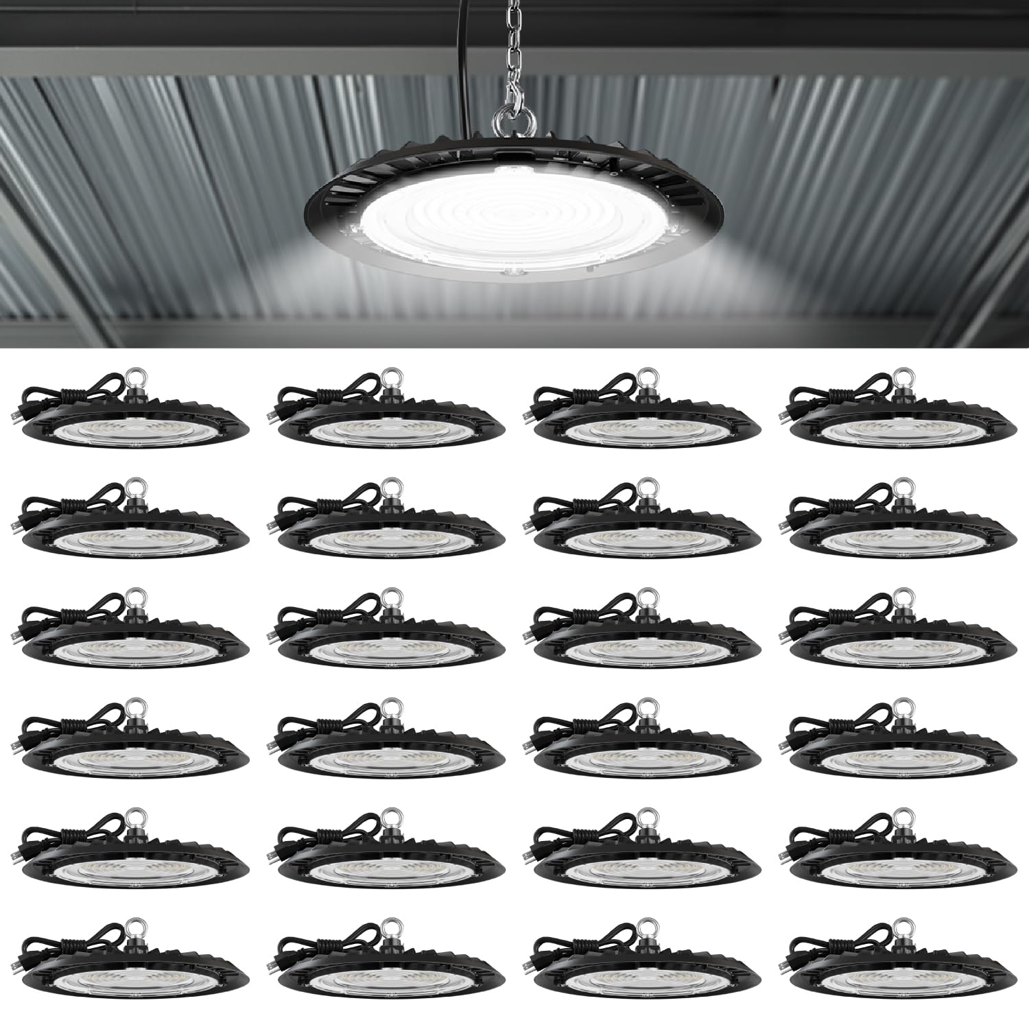 Sunco UFO LED High Bay Light, 150W, 19500 Lumens, 5050k Ultra Bright Commercial Shop Lights for Warehouse, Factory, Workshop, Ga