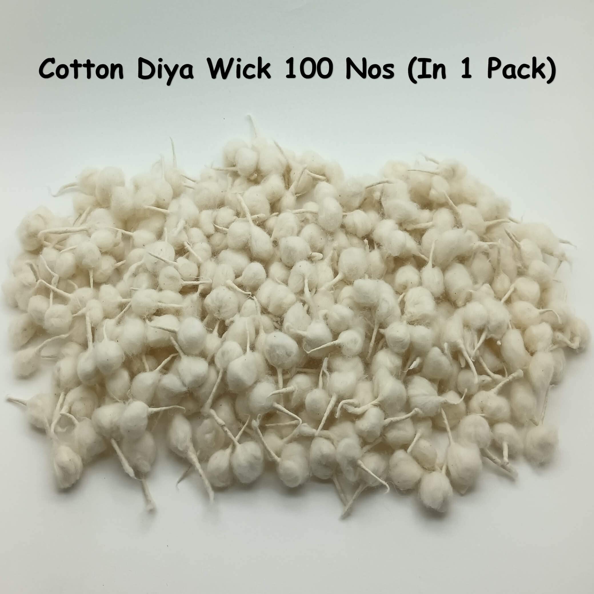CREYENTES Phool Vaat GOL- Cotton Diya Batti for Puja Aarti Hawan 100 Nos in 1 Pack, White Medium in Size, for Diwali Navratri La