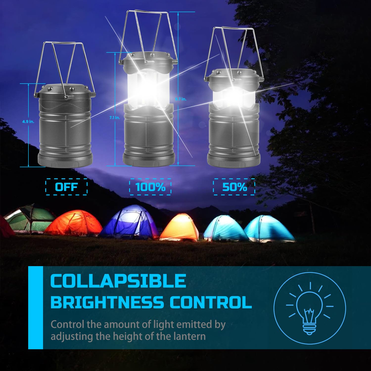 Lichamp 8 Pack LED Lantern Camping Light, Battery Operated Lanterns COB Super Bright for Power Outages Indoor Emergency Outdoor