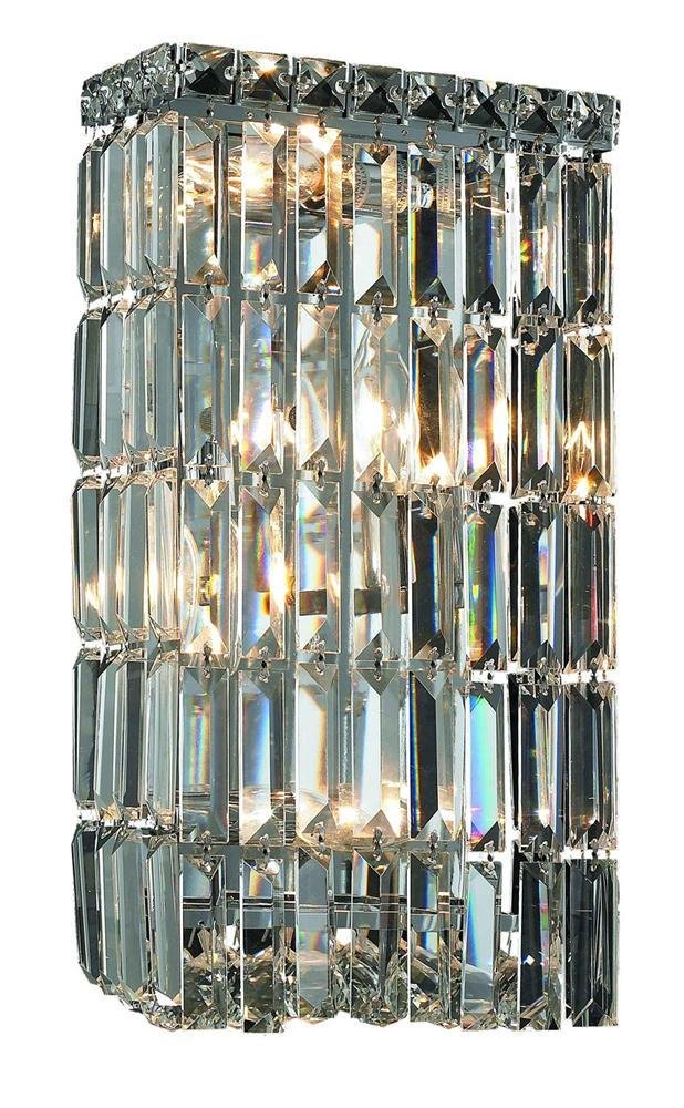 Elegant Lighting 2032W8C/RC Royal Cut Clear Crystal Maxim 4-Light Crystal Wall Sconce  Finished in Chrome with Clear Crystals