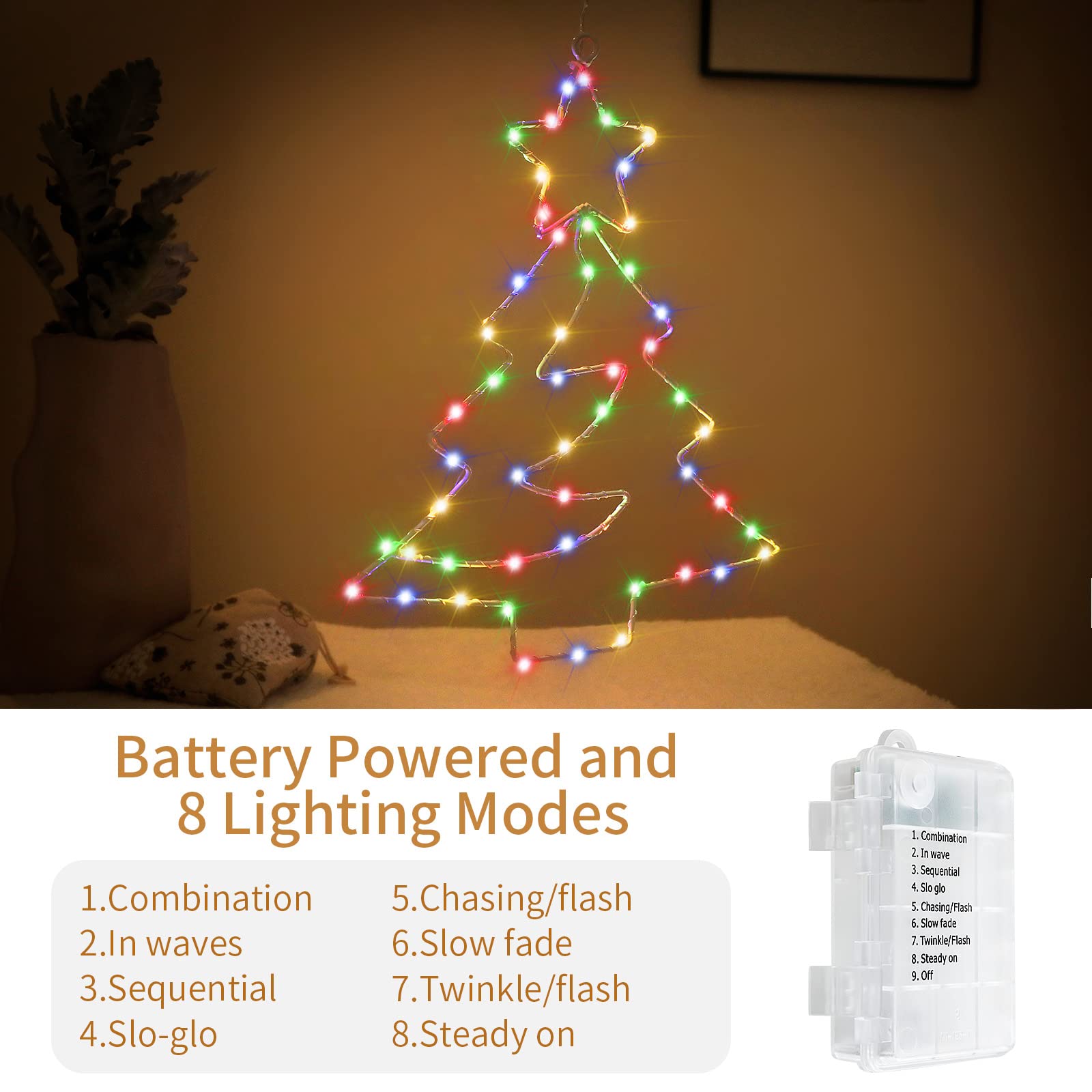 Raymall Christmas Window Star Lights with Timer, 3PCS Battery Operated Christmas Decorations Window Lights Star Indoor, 8 Lighti