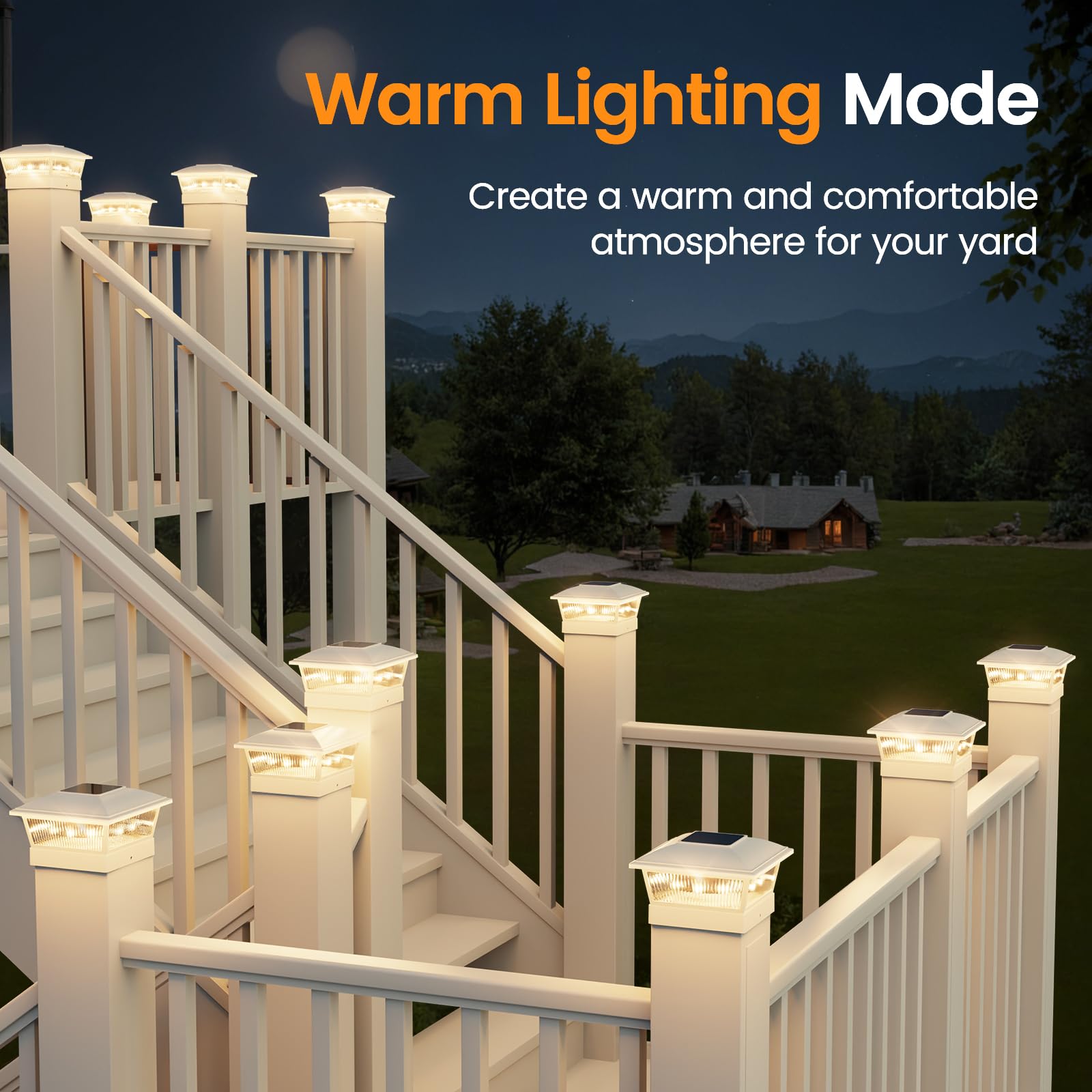 APONUO Solar Post Cap Lights 16 LEDs 2 Lighting Modes for 4x4 5x5 6x6 Posts, Waterproof, White, 12 Pack