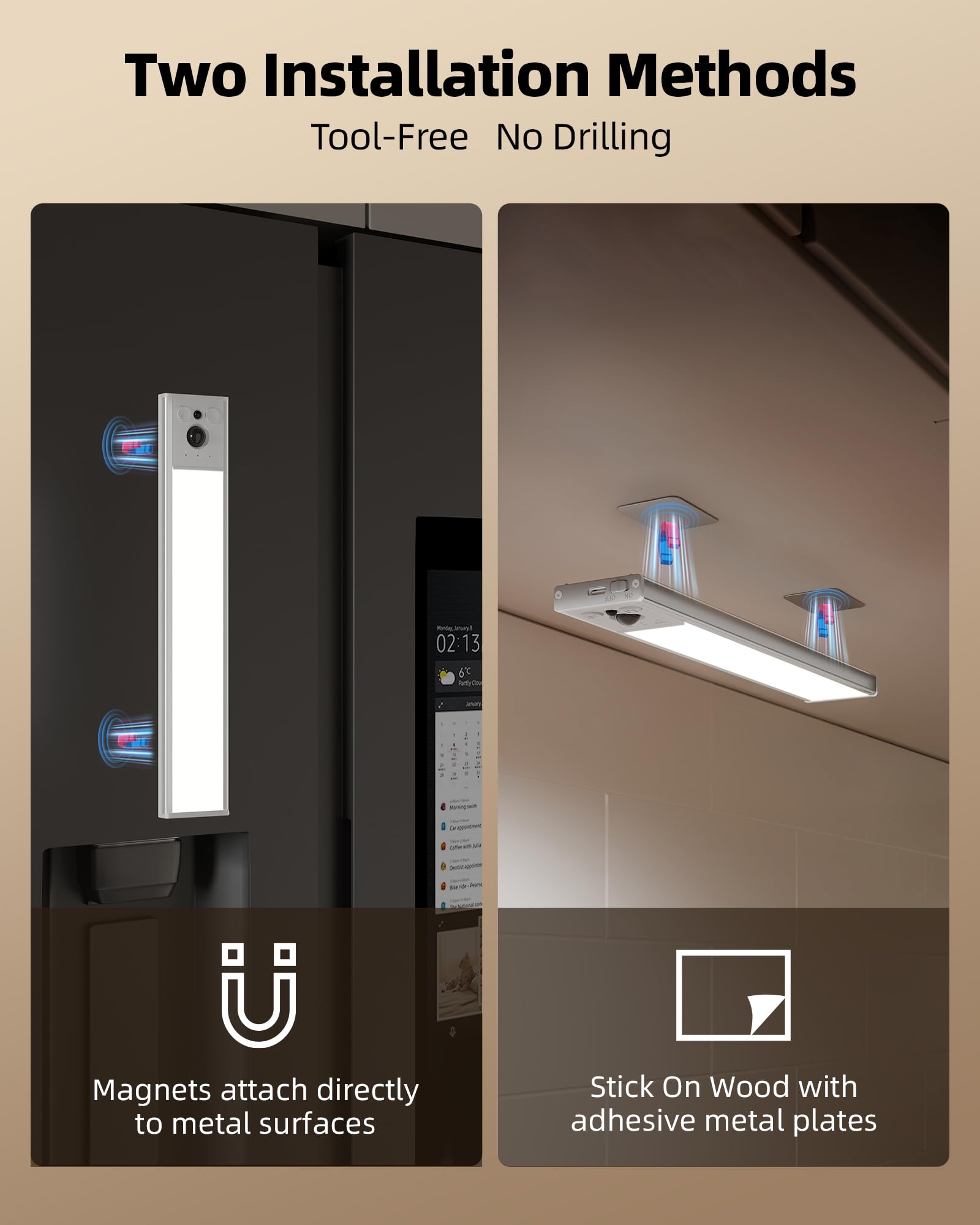 EZVALO Under Cabinet Lighting, 5 Pack Rechargeable Motion Sensor Lights, 10inch Dimmable, Wireless with Remote, Aluminum