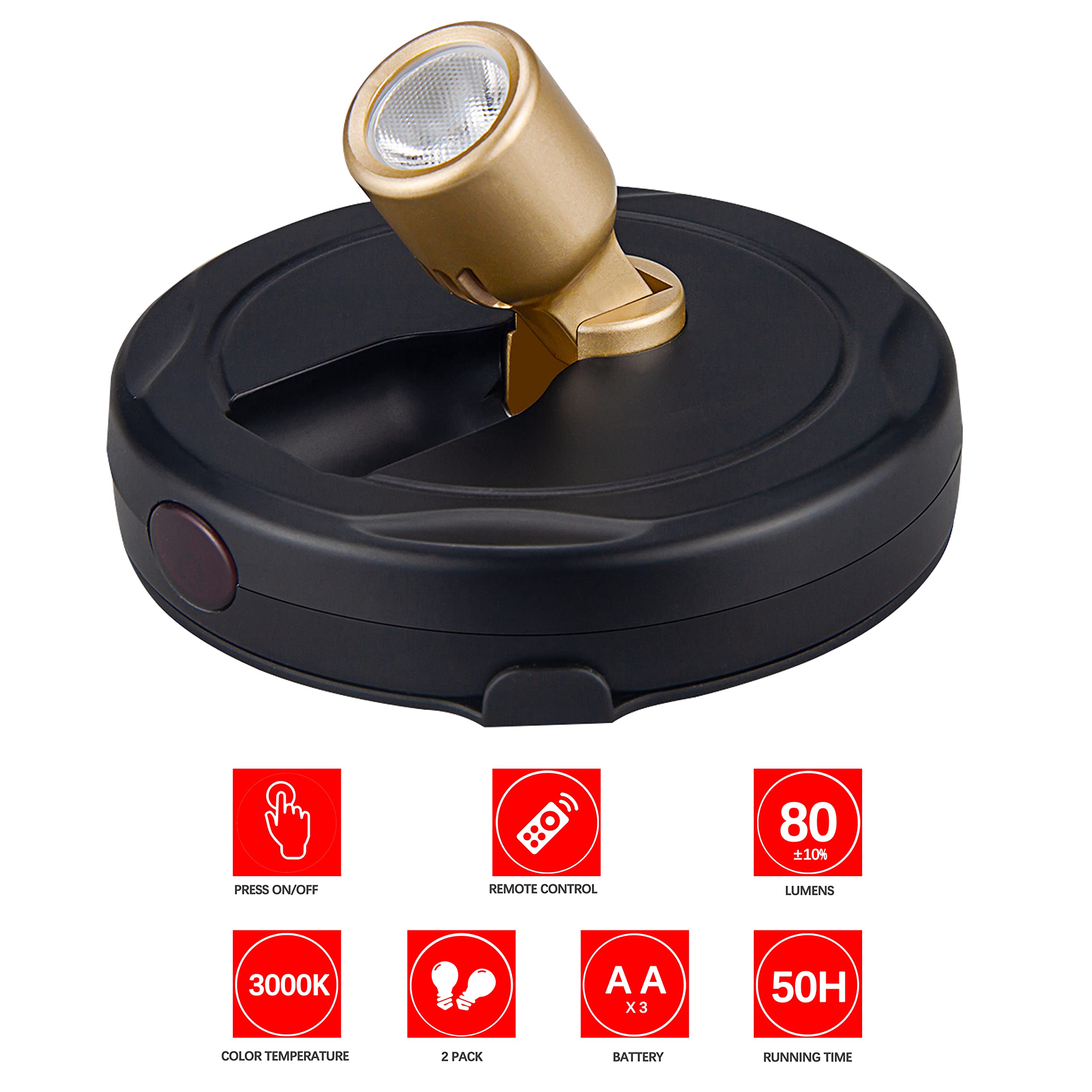 Bergustch Battery Powered Led Spotlight, Wall Picture Light, Indoor Uplighting, Puck Lights With Remote, Picture Frame Lights, D