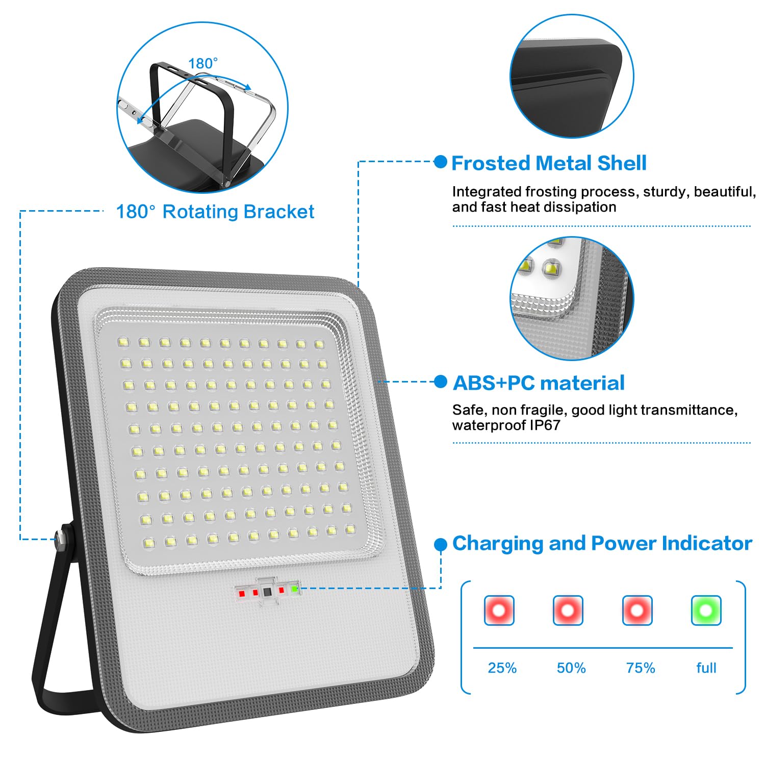 TENKOO 800W Solar Street Flood Lights - 32000LM Waterproof Dusk to Dawn Security Lighting for Yard, Garden, Pool, Pathway - Black