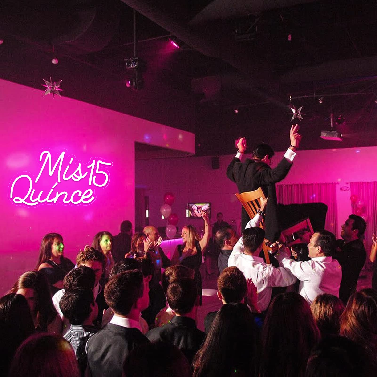 Jfllamp Mis 15 Quinceanera Neon Sign - Pink Led Wall Decor For Birthday & Christmas Party