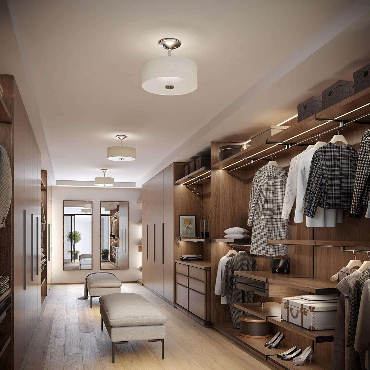 Progress Lighting P350130-009 2-Light Flush Mount Brushed Nickel with Fabric Shade 5.5x13x13 inches