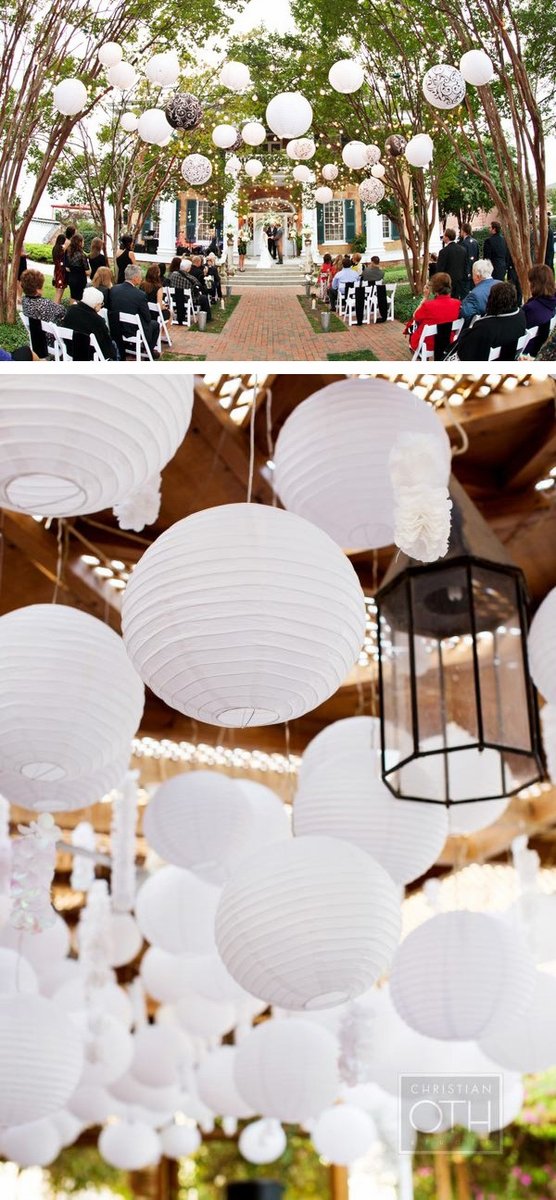 Quasimoon Paper Lanterns - 4-Inch, Beige/Ivory, 10-Pack, Decorative Round Paper Lanterns for Weddings and Parties