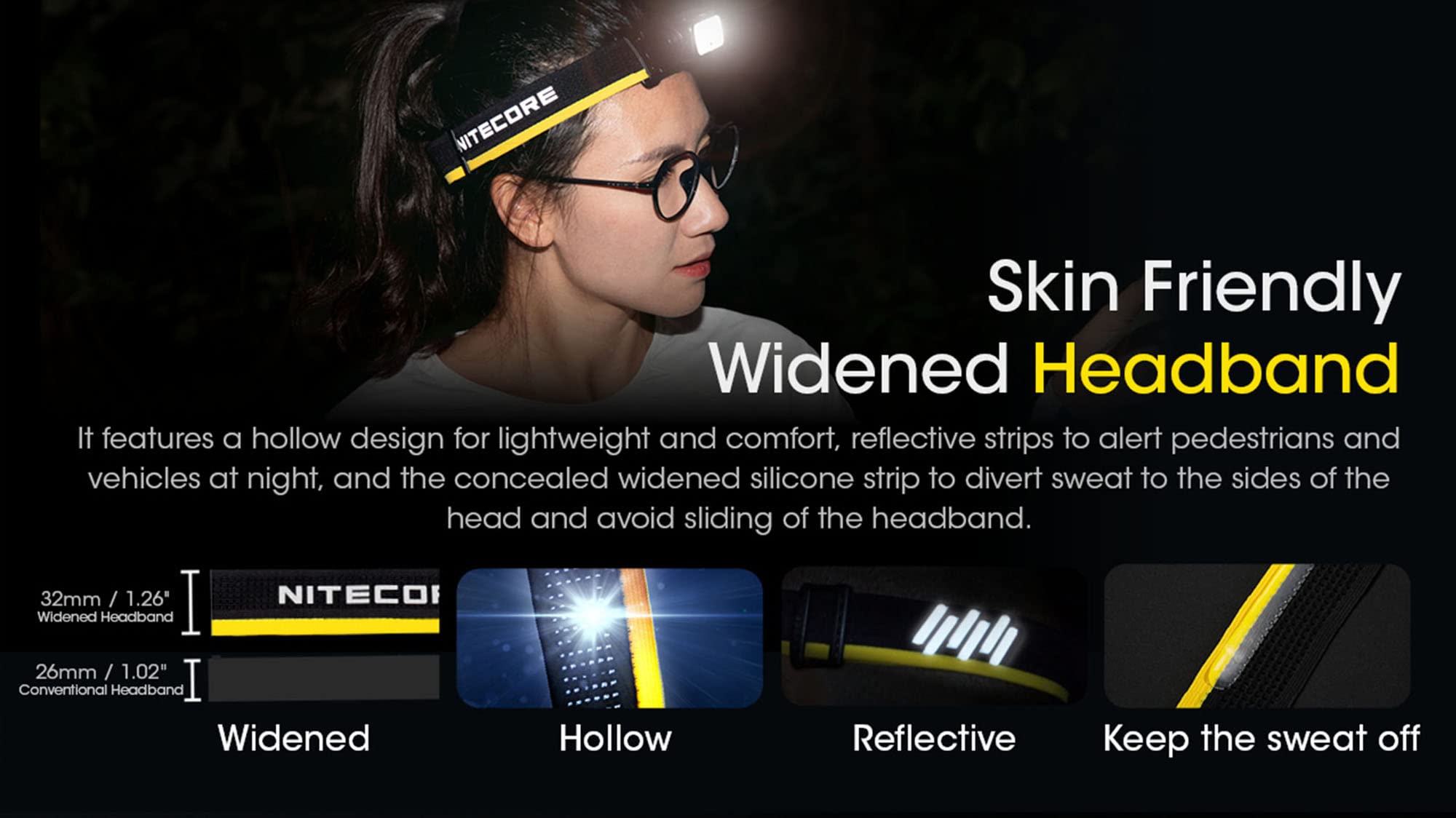 Nitecore Nu43 Rechargeable Headlamp, 1400 Lumens Usb-C Bright Lightweight For Camping, Running, Or Working, With Spotlight, Floo