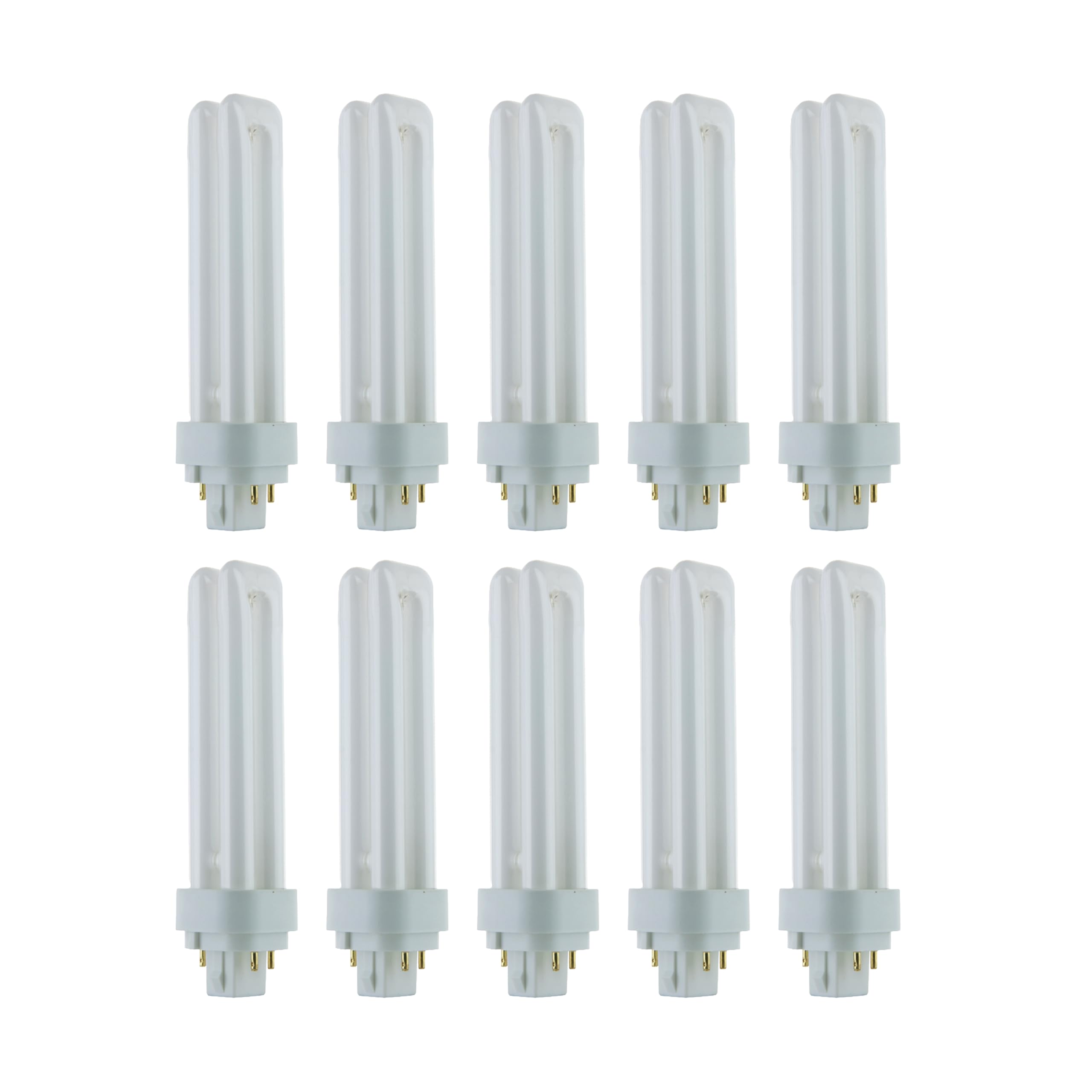 Sunlite Compact Fluorescent PLD 4-Pin Double U-Shaped Twin Tube, 18 Watts, 120 Volts, 1080 Lumens, 3500K Neutral White, 4-Pin G2