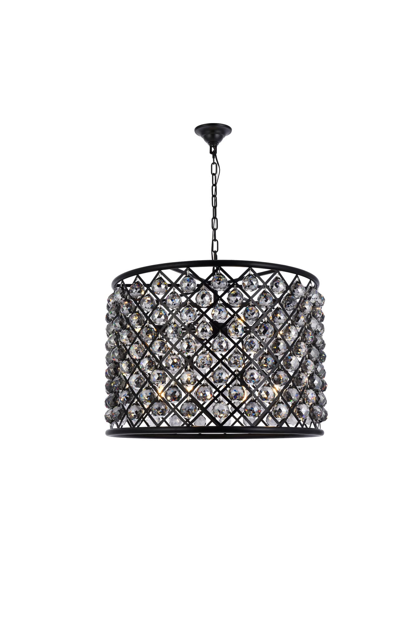 Elegant Lighting Madison Collection 8-Light Pendant Lamp with Royal Cut Silver Shade Crystals, Mocha Brown Finish