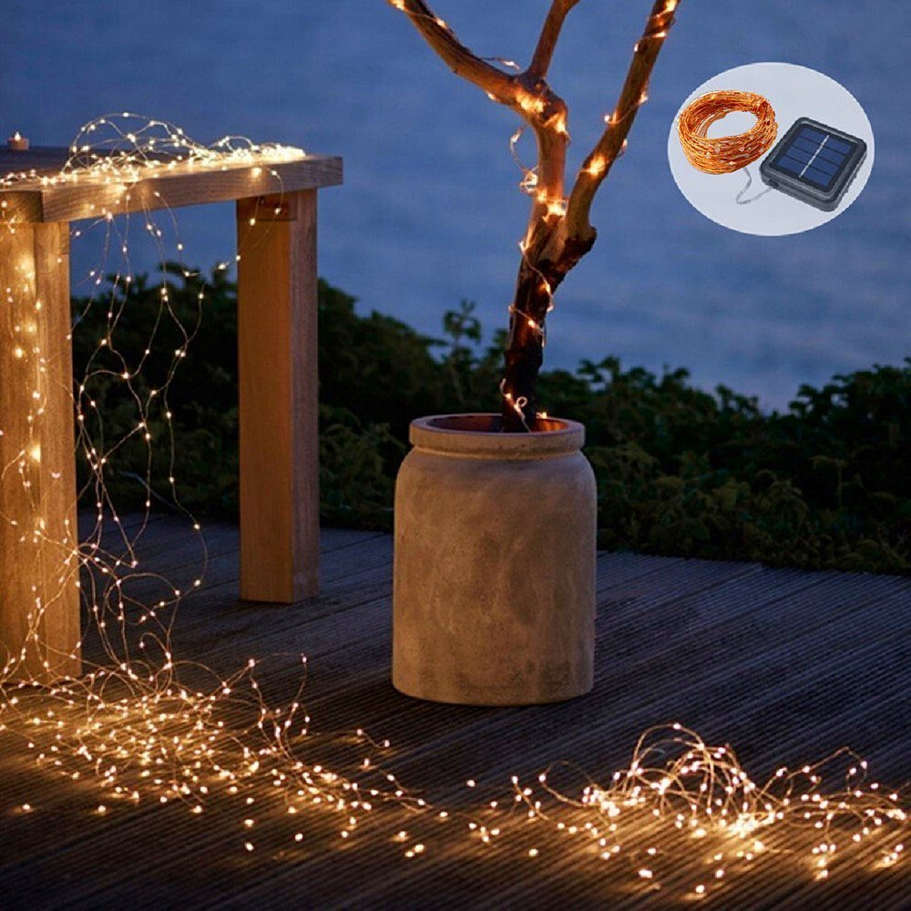 Solar String Lights Outdoor, 2 Pack 144Ft 400 Led Solar Christmas Twinkle Lights Outside Waterproof Copper Wire With 8 Modes Solar Fairy Lights For Garden Tree Birthday Christmas Decor(Warm White)