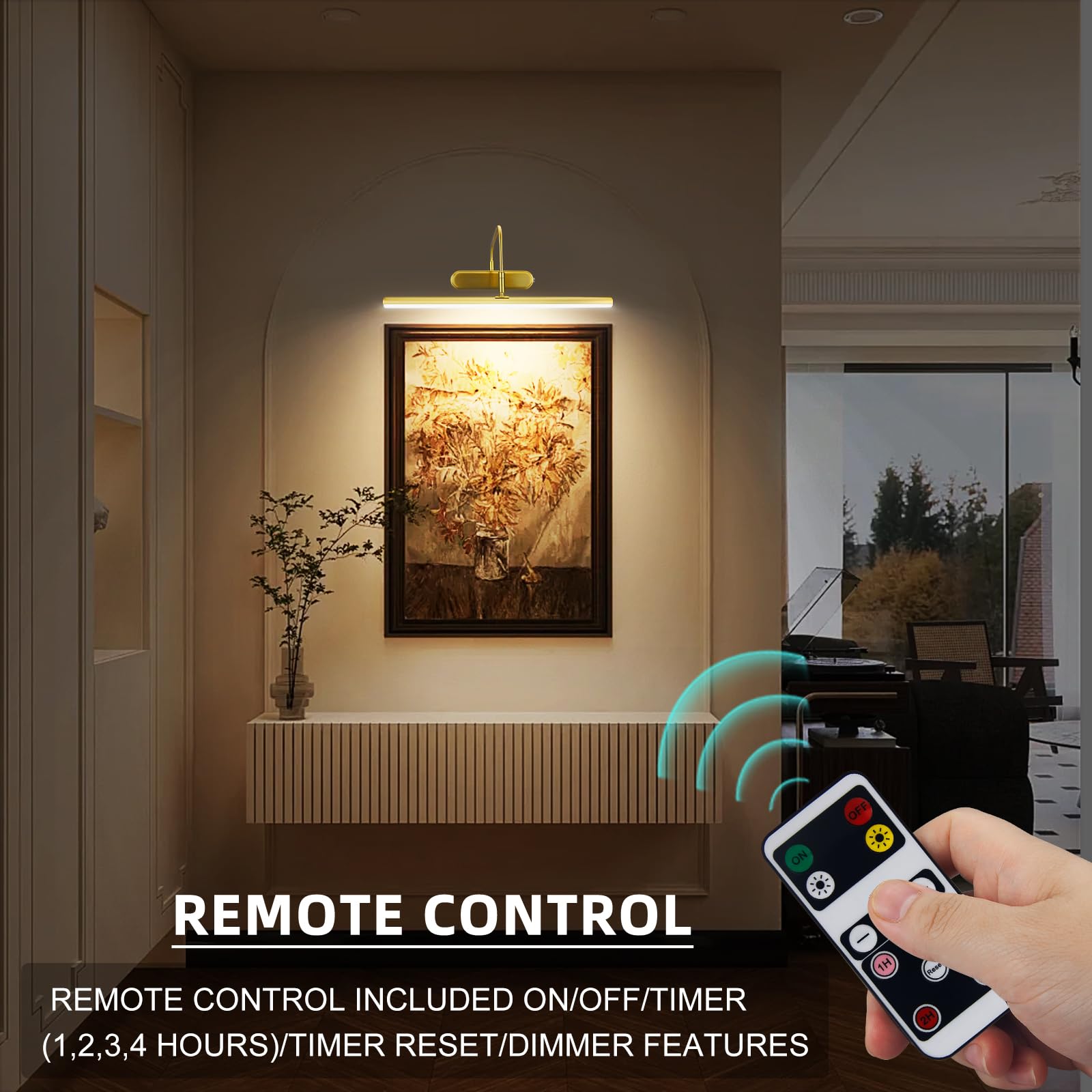 Raifoolly Picture Light,Wireless Art Lights For Paintings,15.9'' Battery Operated Wall Lights,Remote Accent Lighting With Timer