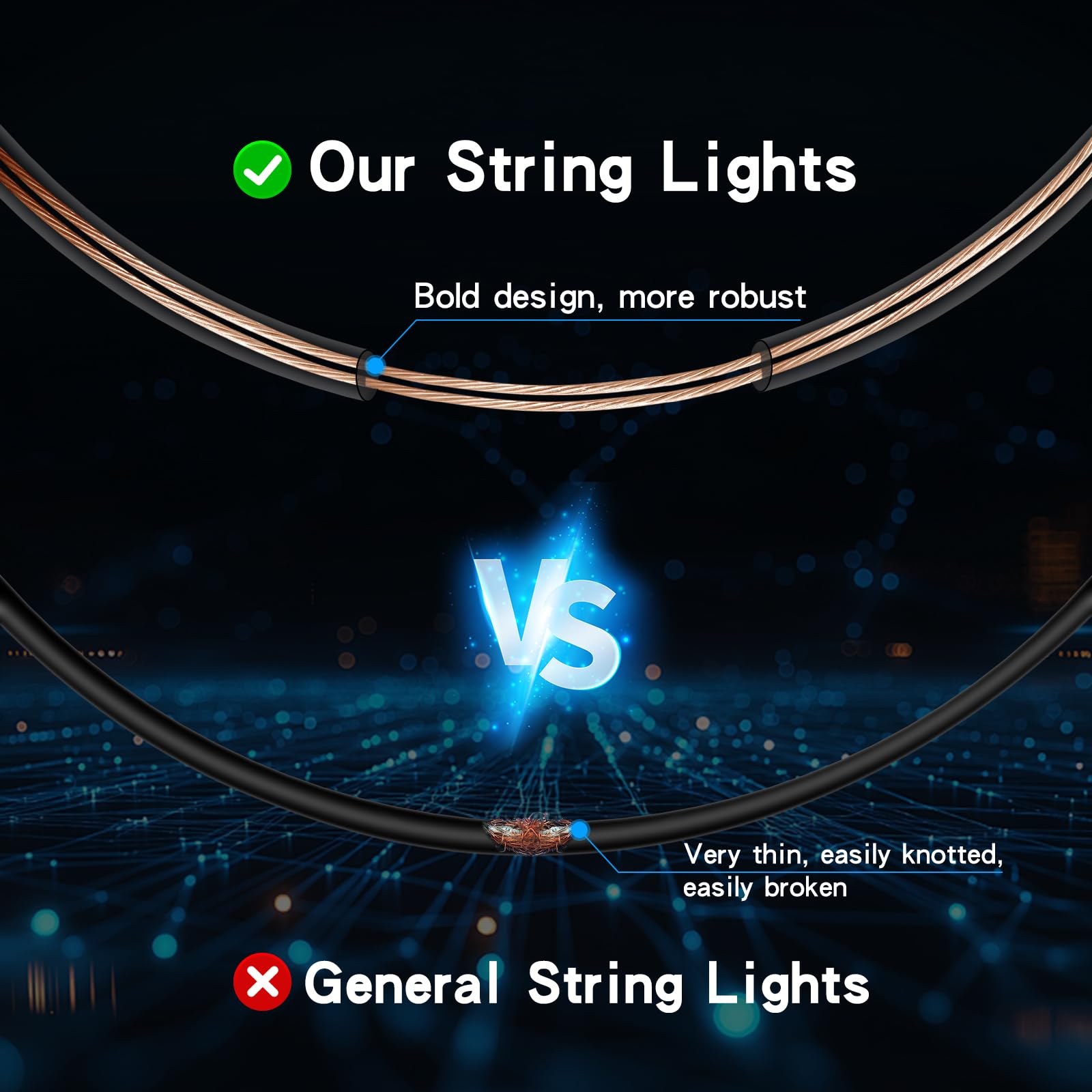 HONEYYEAR 33FT Outdoor Solar String Lights Waterproof with USB Port & Remote Control, Black, Model ZM-BR12L-1