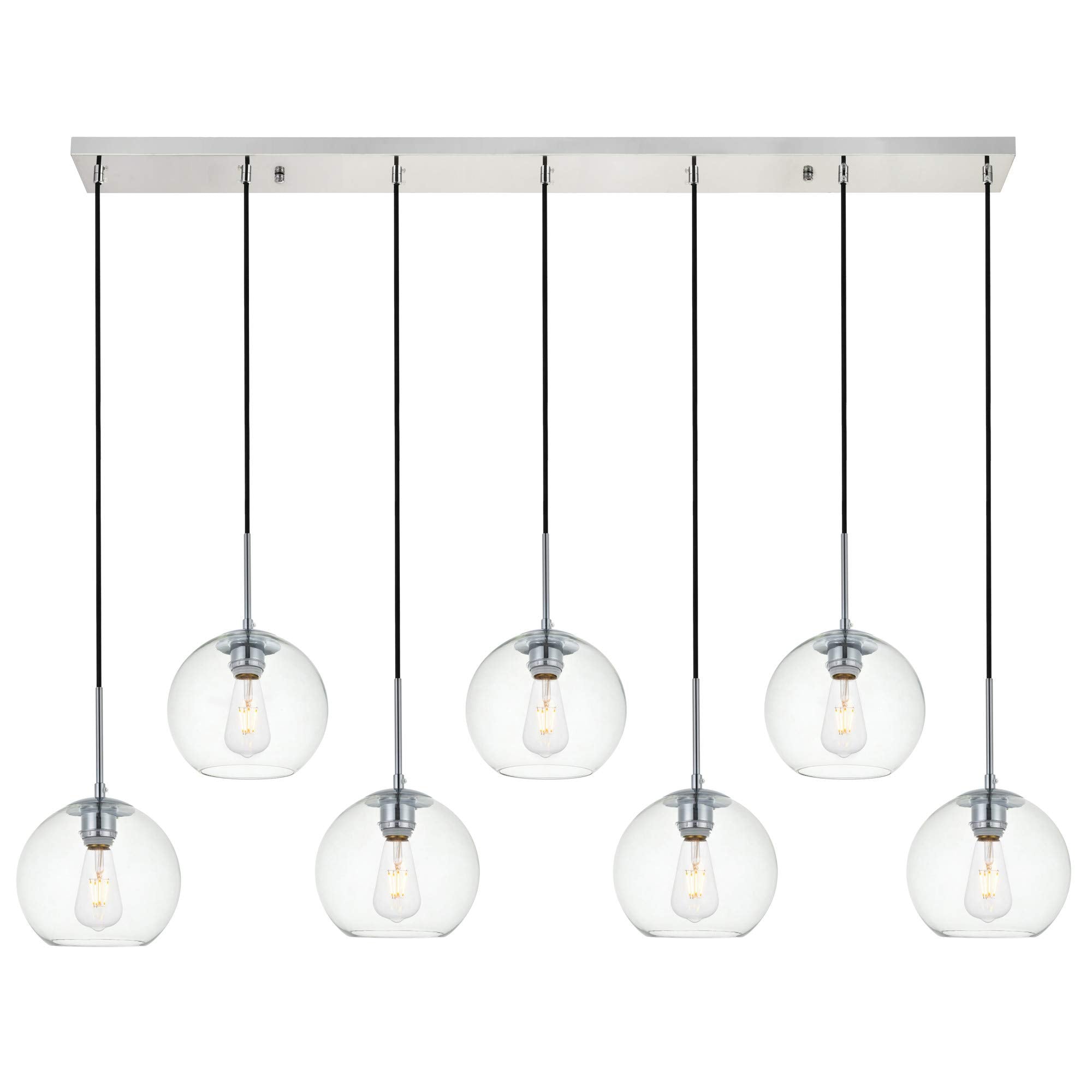 Living District Baxter 7-Light Metal & Glass Pendant in Chrome/Clear