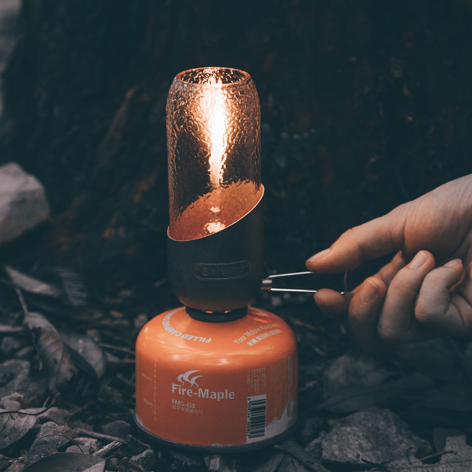 Fire-Maple Orange Gas Lantern - Copper, Propane/Isobutane, No Mantles Needed, Camping Essential