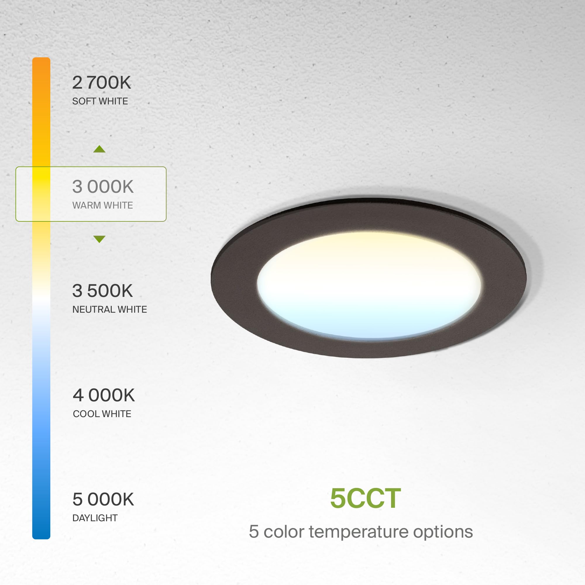 Asd 6 Pack Led Recessed Lighting 4 Inch 9W  5 Cct 2700K-5000K Cri90+  Ic Rated Ultra Thin Dimmable Ceiling Lights With J Box  Canless Wafer Downlight  Round Slim Panel Light  Energy Star Etl  Bronze