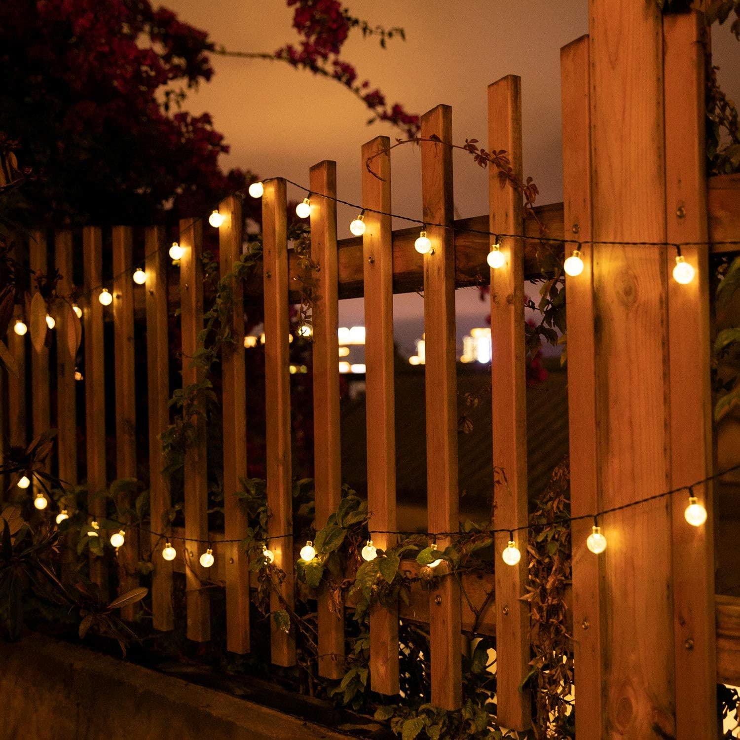 Brightown Solar String Lights Outdoor 60 LED 36FT Waterproof Crystal Globe Warm White - 8 Lighting Modes for Garden, Yard, Party Decor