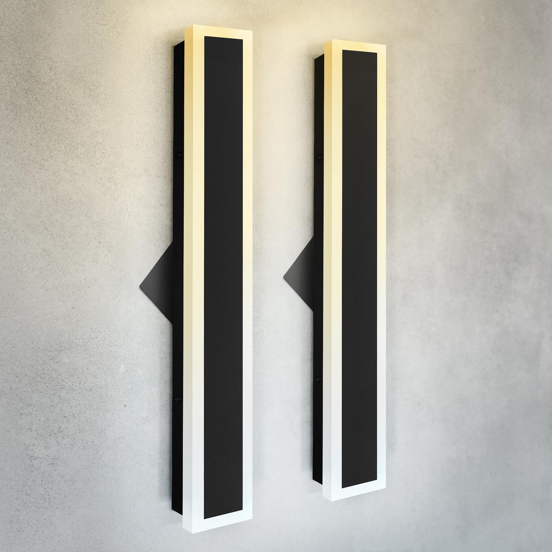 ASD LED Wall Light Fixture 24W 2000LM 3000K-5000K 24 Inch Black Narrow Style 2 Pack ETL Listed