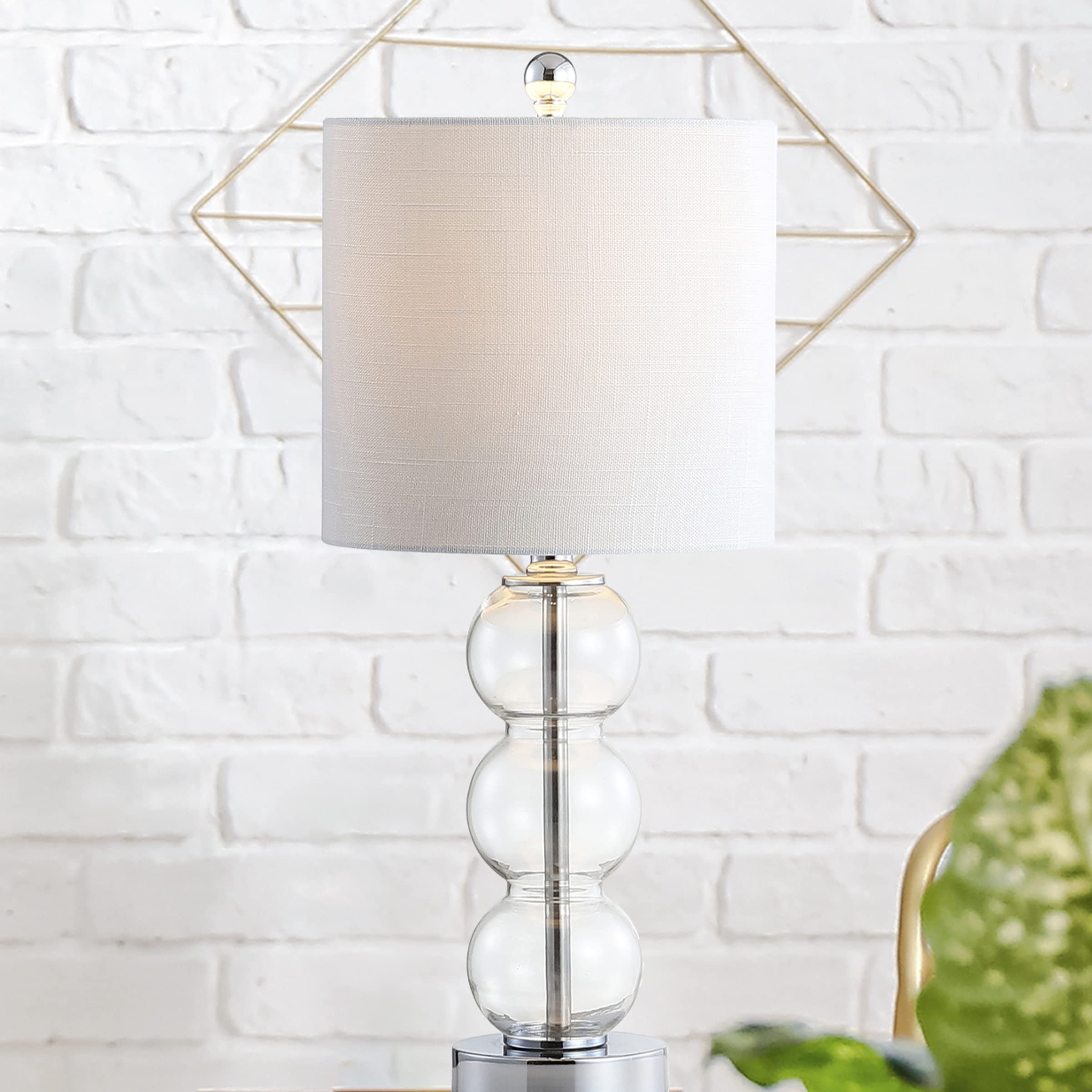 Jonathan Y Jyl1021D February 21'' Glass/Metal Led Table Lamp Contemporary Bedside Desk Nightstand Lamp For Bedroom Living Room O