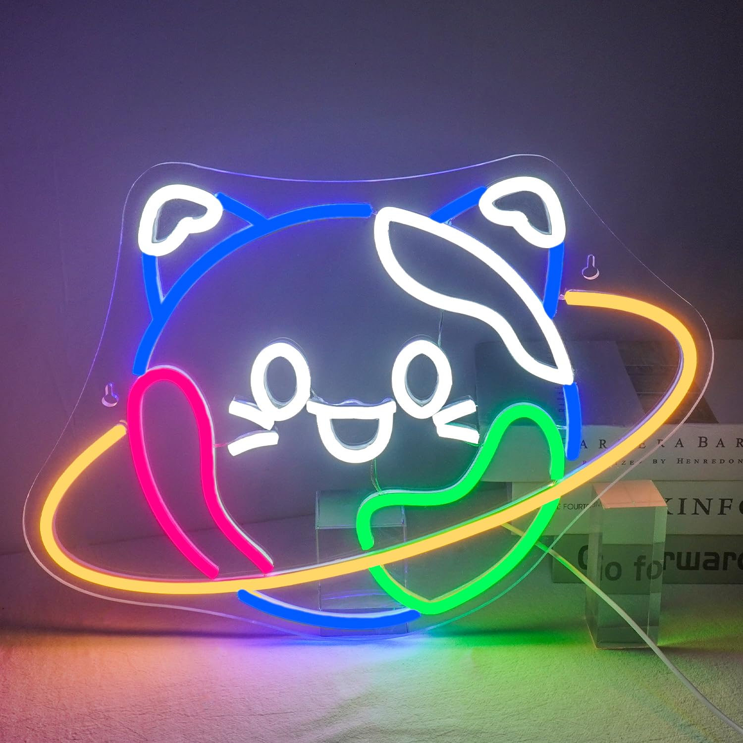 LUCUNSTAR Neon Cat Sign - USB Powered, Adjustable Brightness, Plastic Wall Decor for Home, Bedroom, Pet Shop, Cute Design