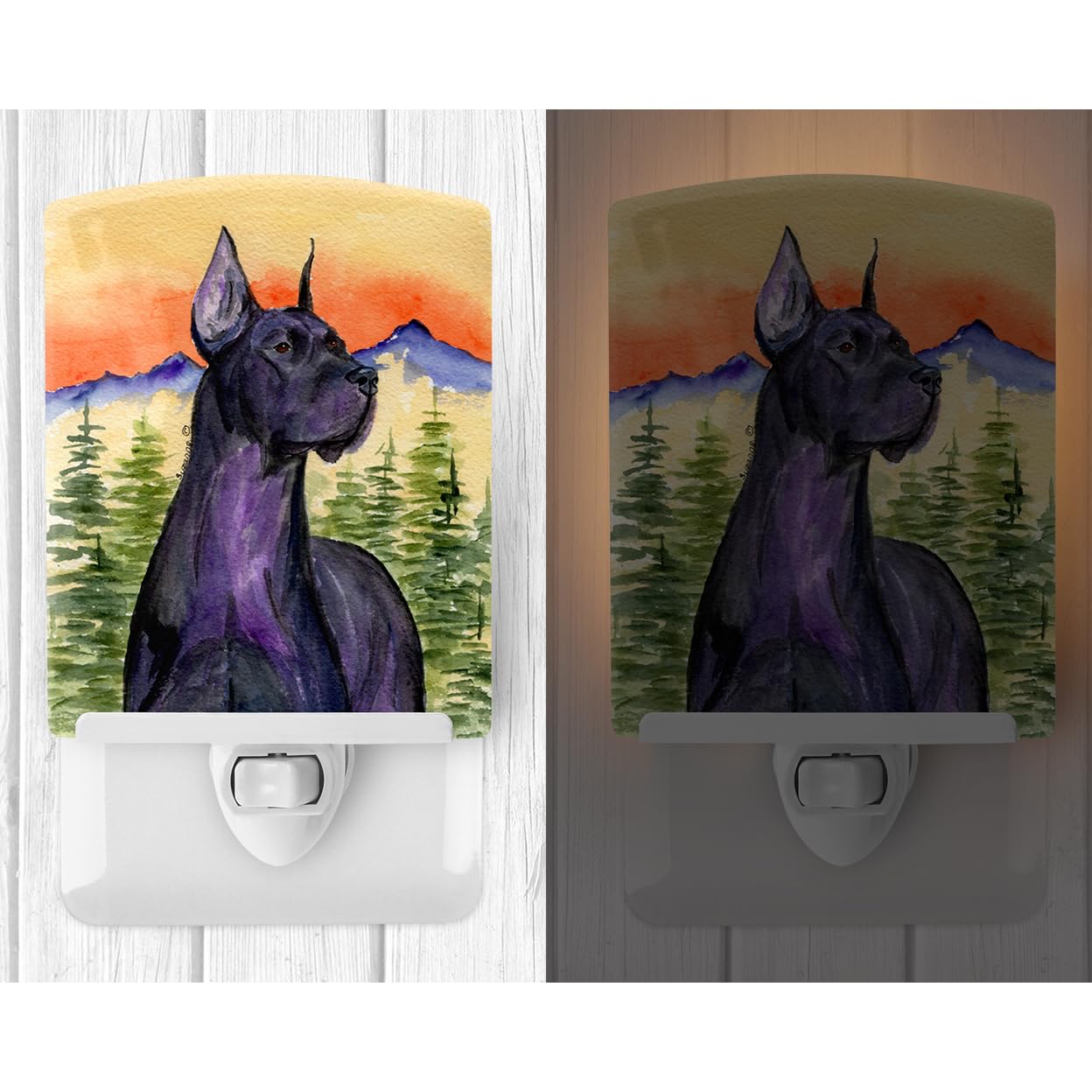 Caroline'S Treasures Ss8642Cnl Great Dane Ceramic Night Light Compact, Ul-Certified, Ideal For Bedroom, Bathroom, Nursery, Hallway, Kitchen, 6X4X3, Multicolor