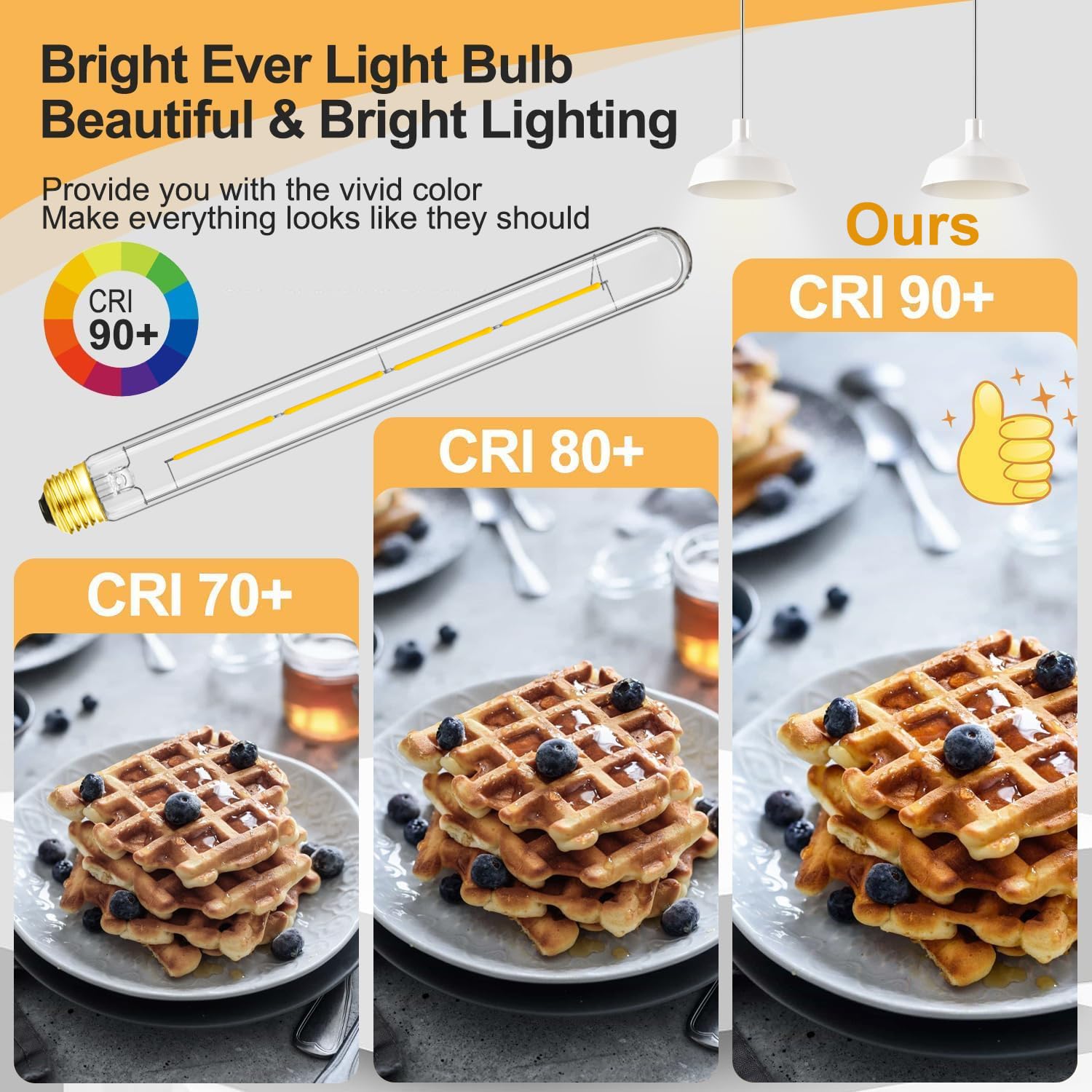 XININSUN T300 LED Bulb, 100W Equivalent, Dimmable, Clear Glass, 11.8 Inch, 4 Pack, 3000K