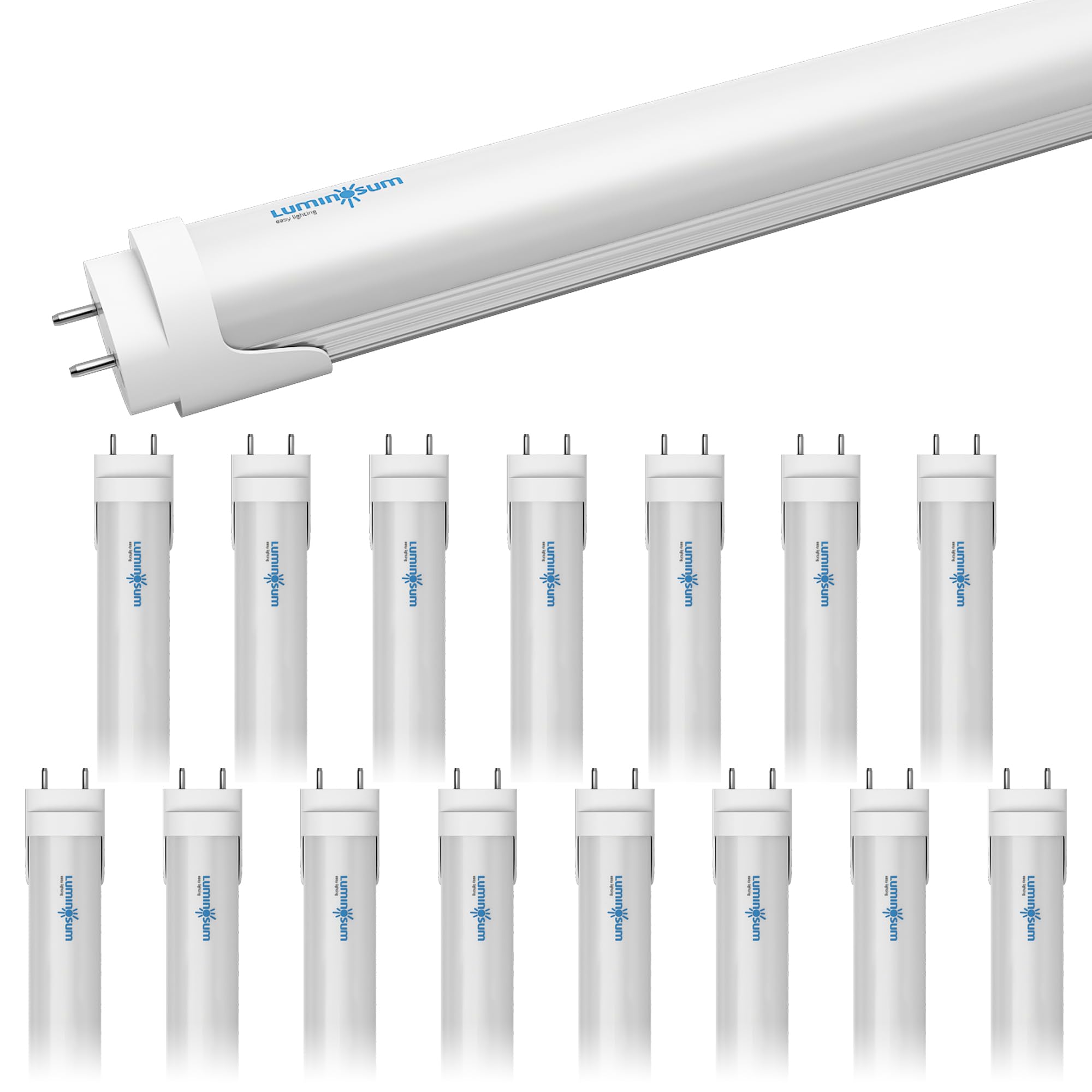 LUMINOSUM T8 LED Tube Light Bulbs 4 Foot 20W/40W Equivalent 4000K Natural White 2000LM Dual-end Powered 16-Pack