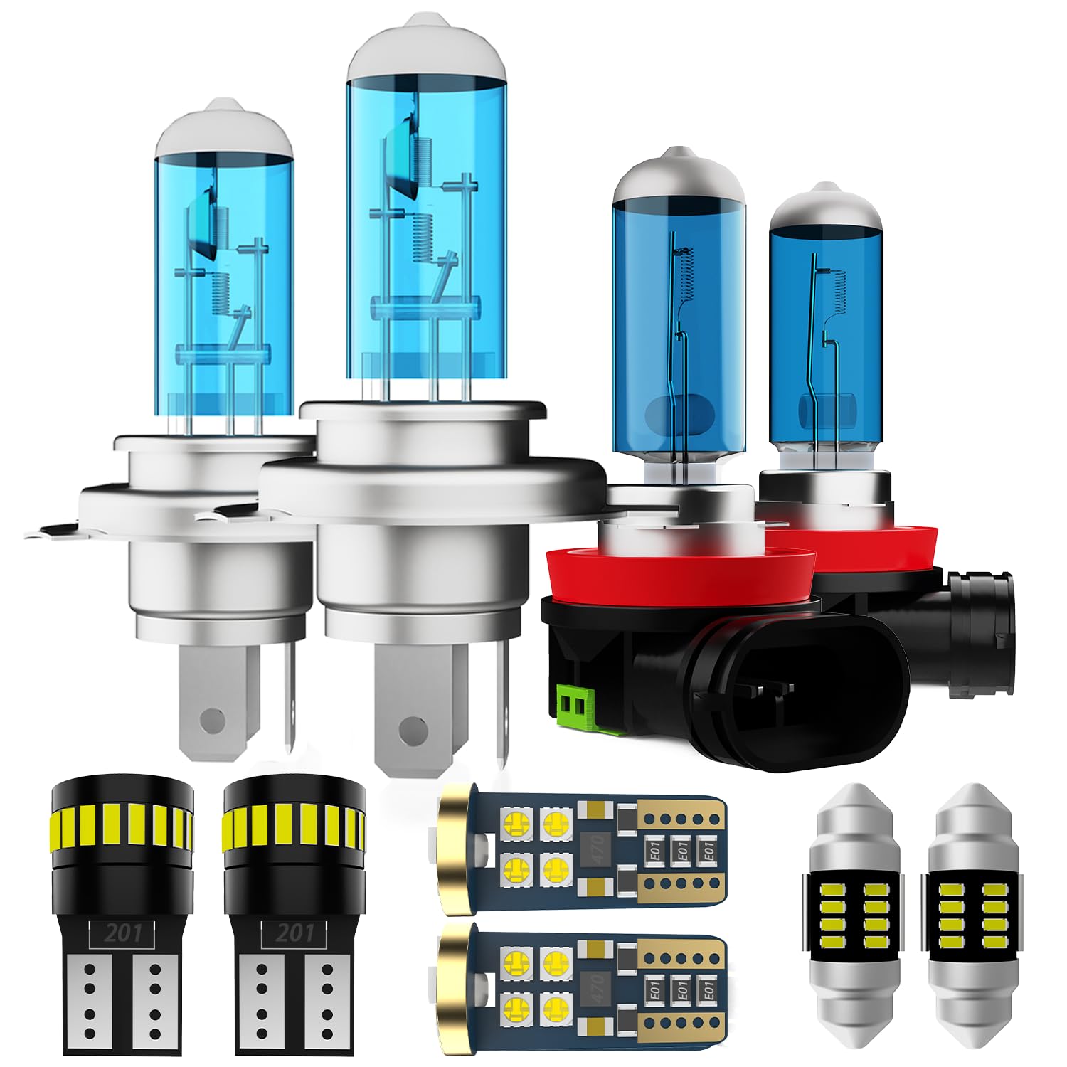 LECCIBUB Halogen Headlight Bulbs Interior Light Kit Fit For Toyota Tacoma 2012-2015, High Low Beam Light Bulb Combo + Interior B