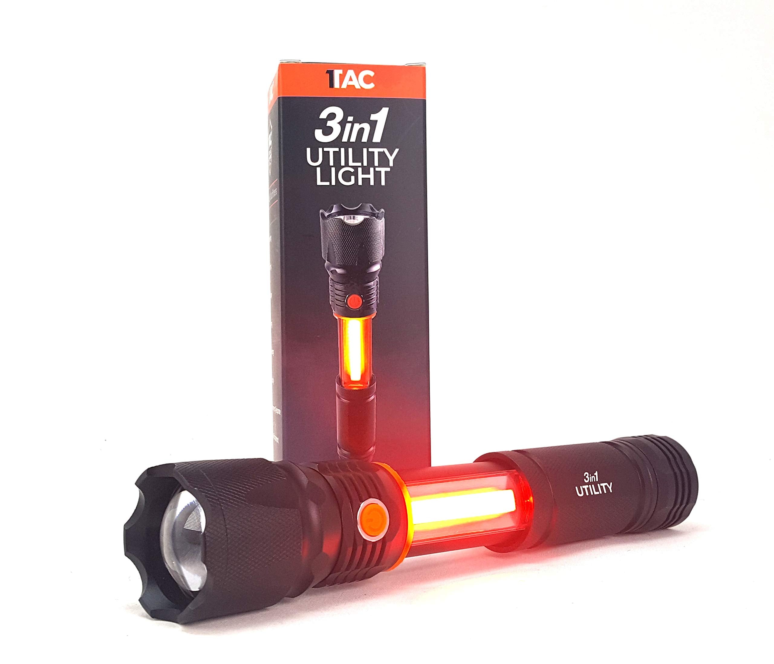 1TAC  3 in 1 Utility Flashlight | 1200 Lumens with 20 X Zoom | 3 Modes LED Lantern, Emergency SOS Safety Beacon | SlipResistan