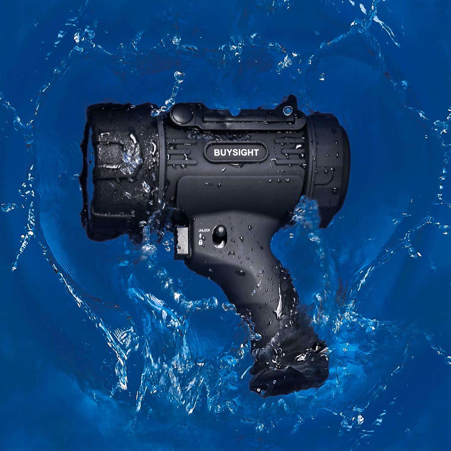 Buysight Rechargeable Spotlight Flashlight, Hand Held Spotlight 200,000 Lumens Waterproof Flashlight Hunting Lamp With Red Filte