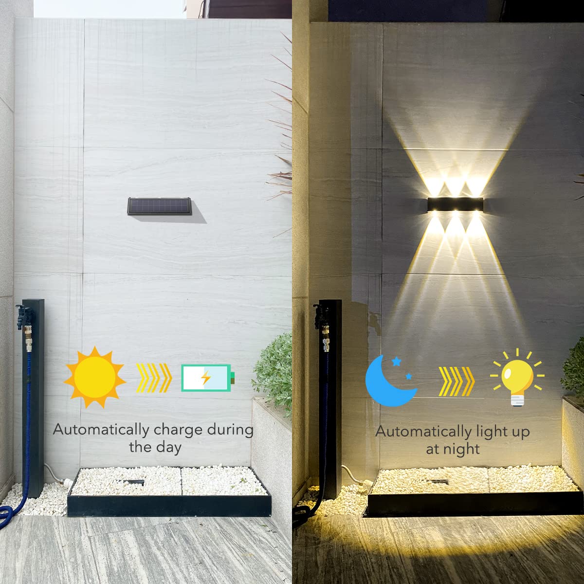 Mrzxy 4 Pack Solar Lights Outdoor 3000K Warm Aluminum Waterproof Dusk To Dawn Lighting Wall Sconce Up Down For Outside, Fence, W