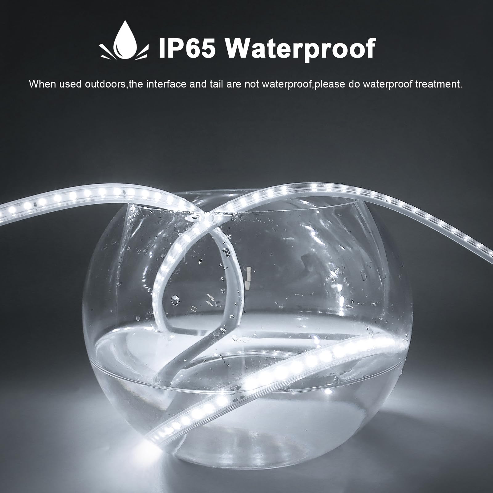 Aimengte 16.4Ft Waterproof Led Strip Lights, 600 Leds, Cool White For Indoor & Outdoor Decor