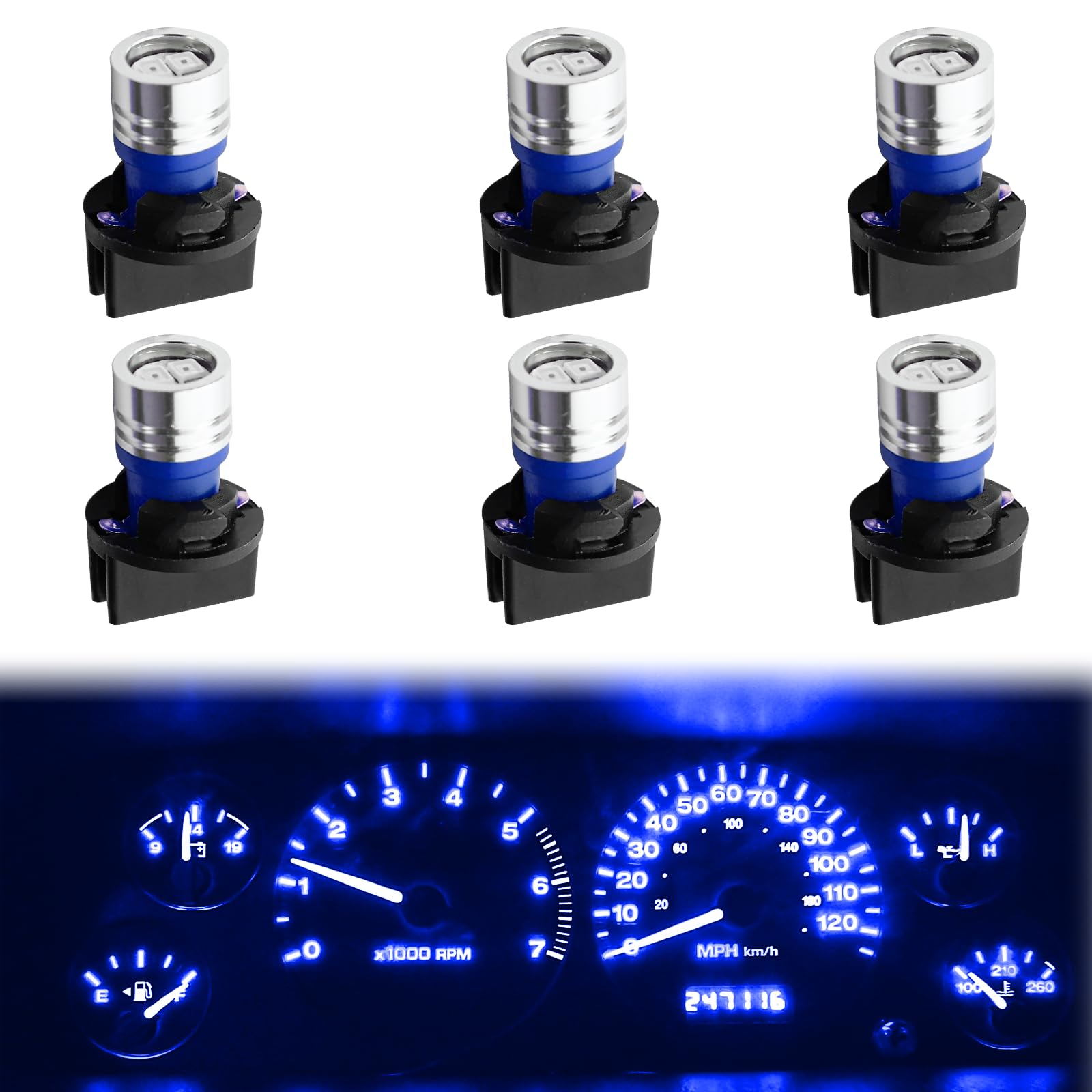 wuyaoyao 6PCS 194 LED Light Bulb  T10 168 W5W 2825 Car Led Lights Replacement Bulb  Super Bright LED Bulbs for Car Interior Dashboard Dome Map Door Dash Courtesy License Plate Lights (Blue)