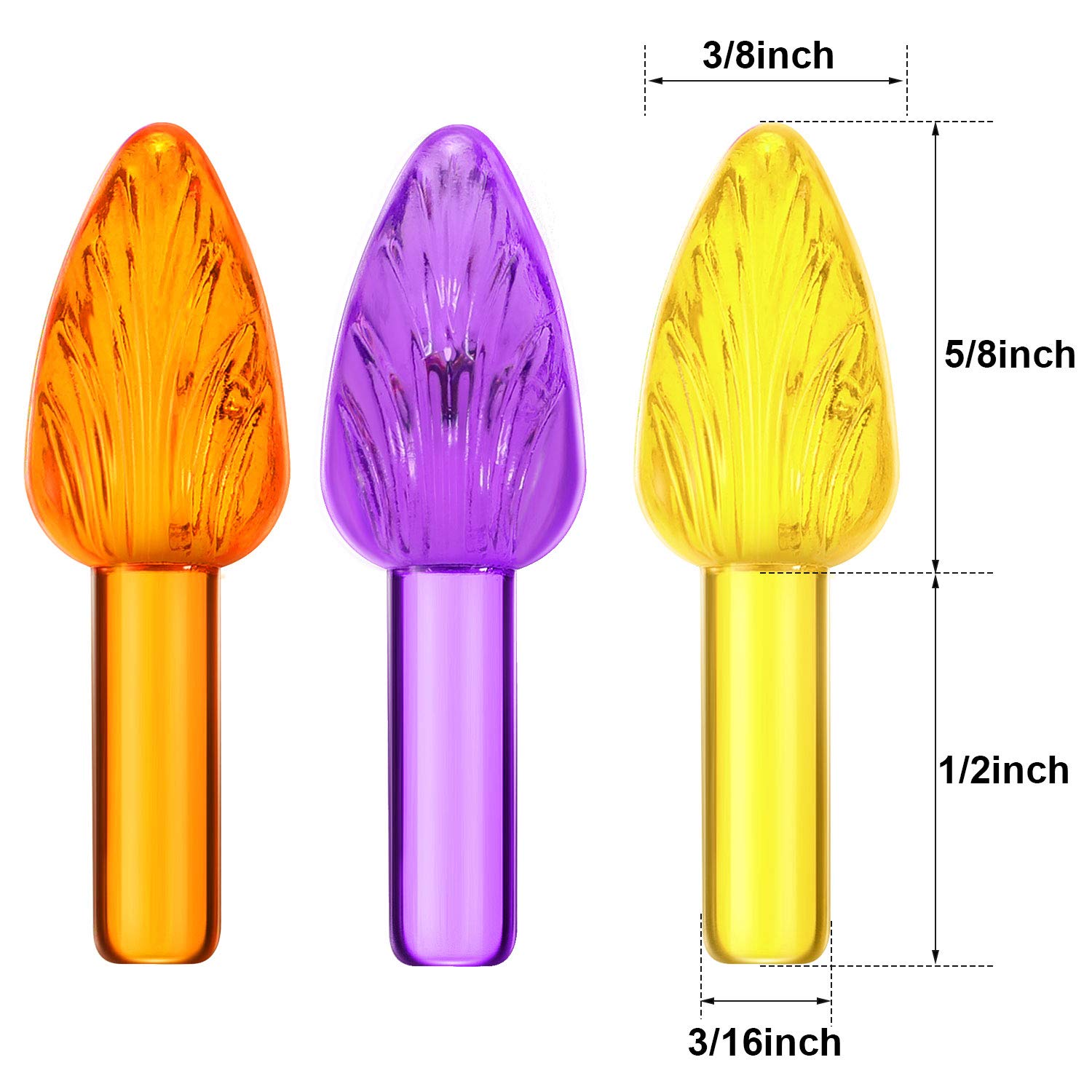 BBTO 120 Pieces Ceramic Tree Replacement Bulbs Ceramic Halloween Tree Replacement Lights, Orange Purple Yellow Medium Plastic Li