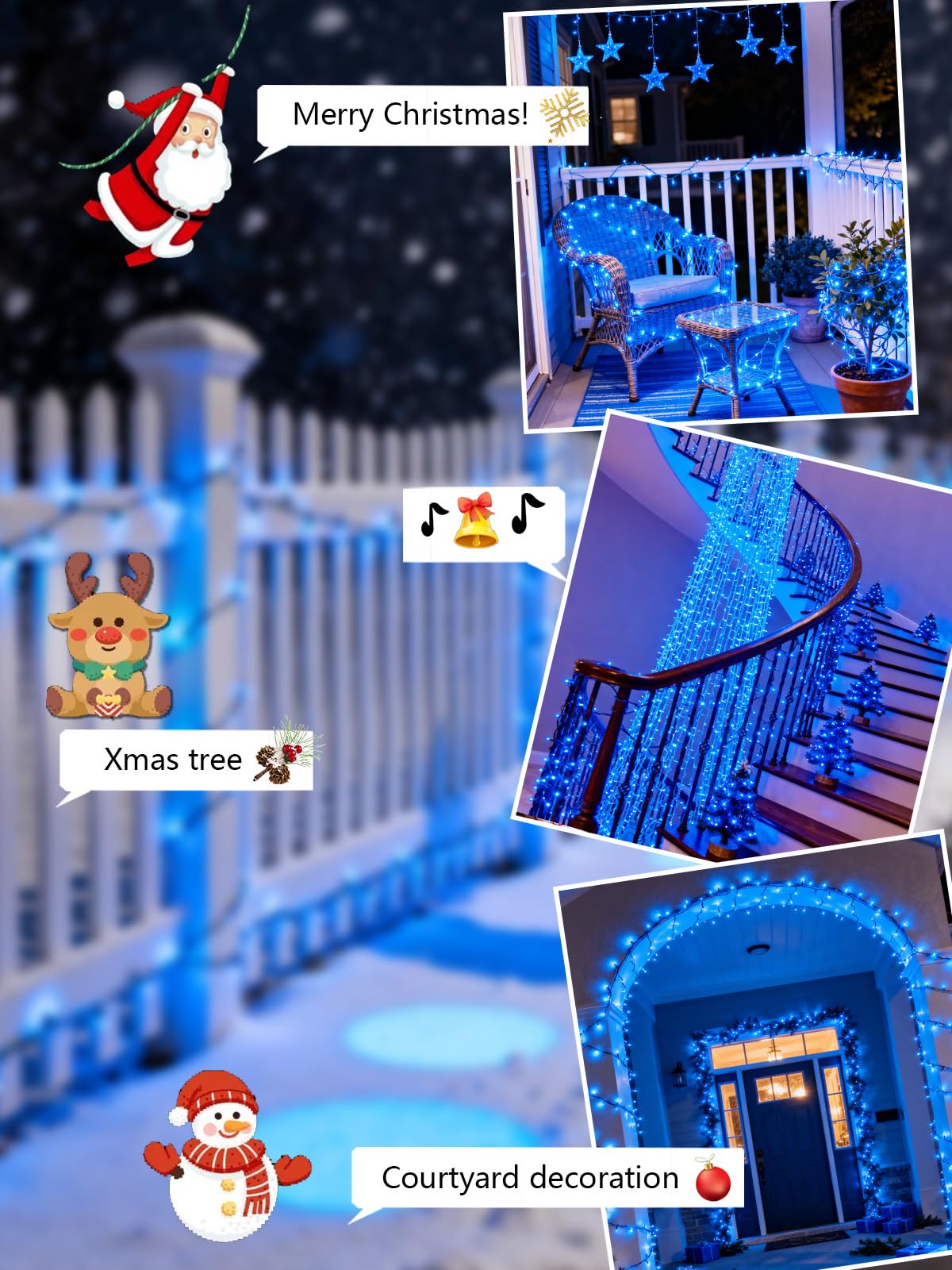 Voice Controlled Christmas Lights With Remote  99 Ft 300 Led String Lights Indoor Outdoor With 12 Modes 3 Timers  Dimmable Twinkle Light Plug In Waterproof For Xmas Tree Yard Party Decorations  Blue
