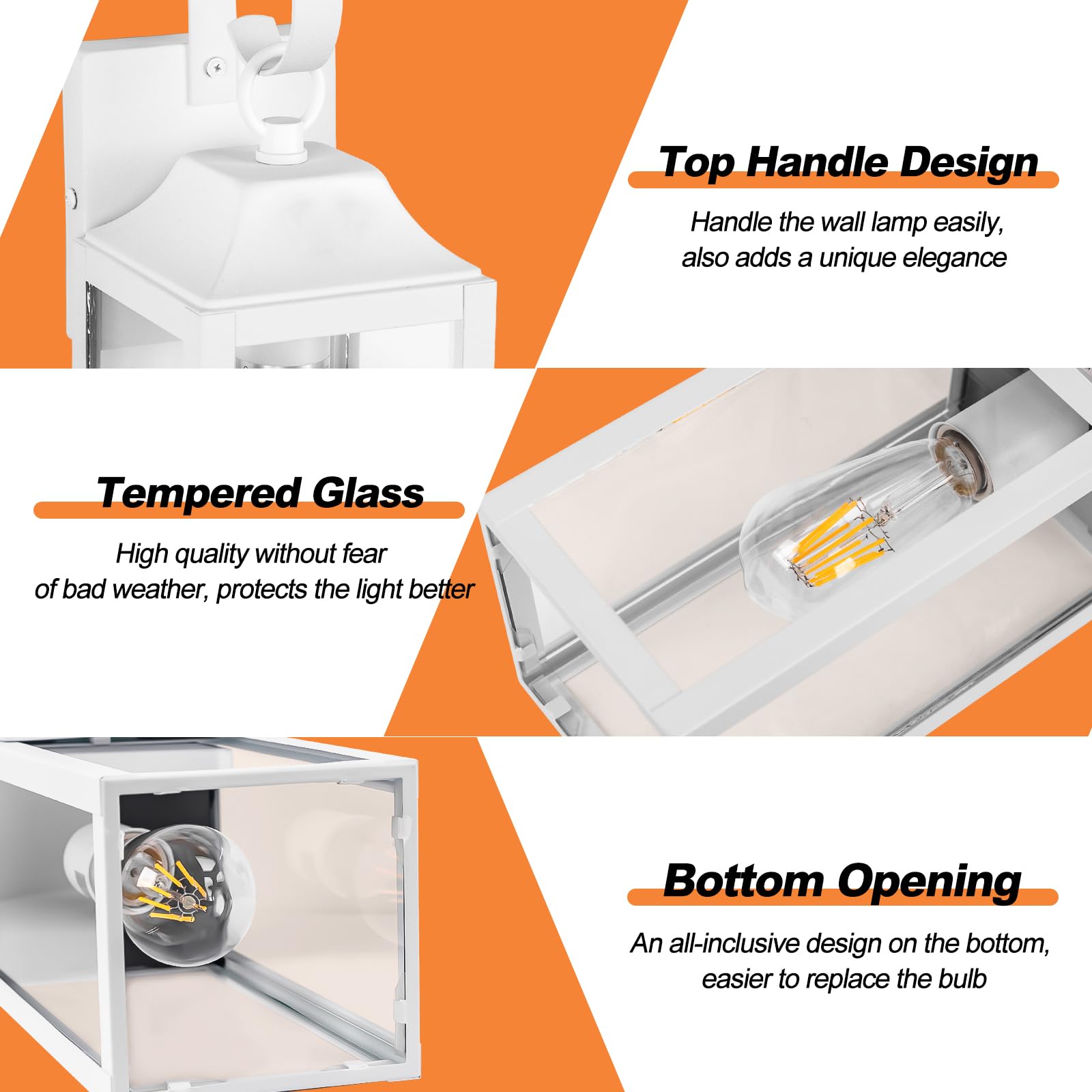 Yolsunes 15&quot; White Outdoor Wall Sconces, Waterproof Modern Lanterns, 2 Pack