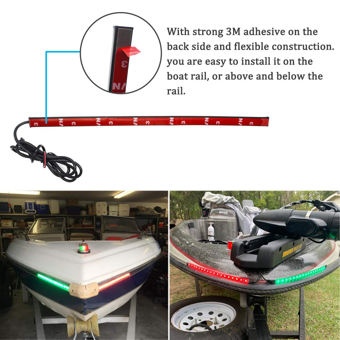 Boaton Marine Led Navigation Lights - Night Fishing, No Drilling Install, Courtesy & Interior Lights For Pontoon, Bass, Jon, Jet