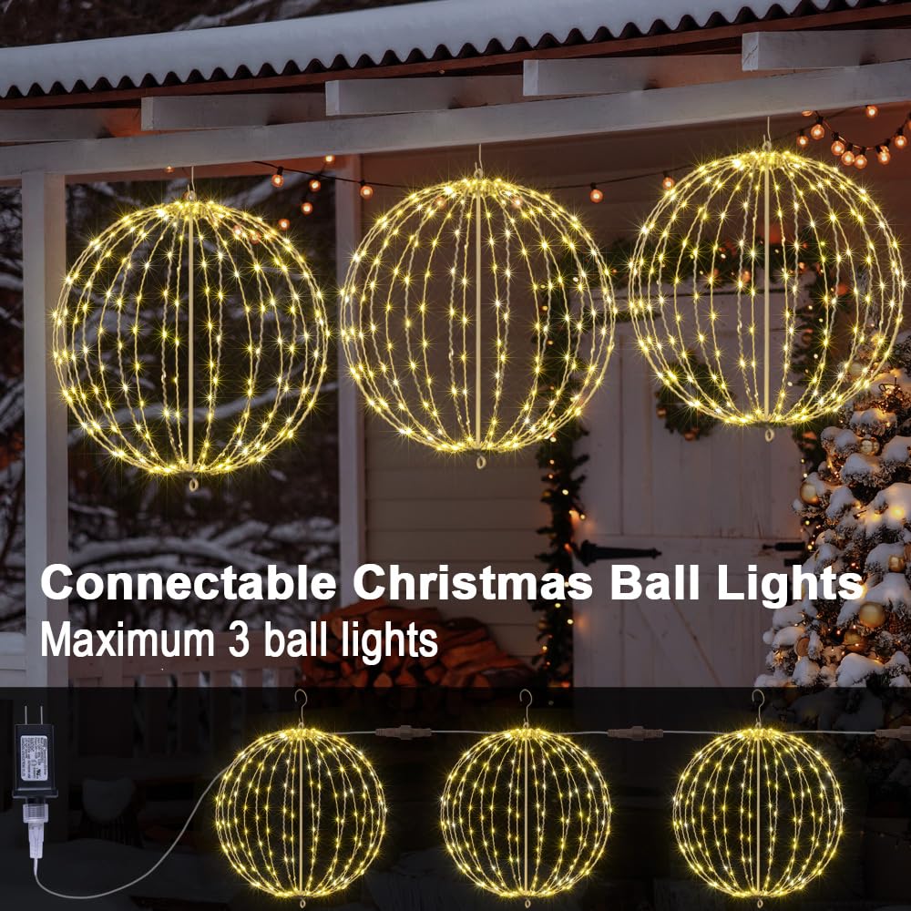 Lightshare 20In 200Led Light Ball Yard Decoration Pathway Lights Sphere Light Fold Flat Metal Frame Indoor Outdoor Waterproof Ga