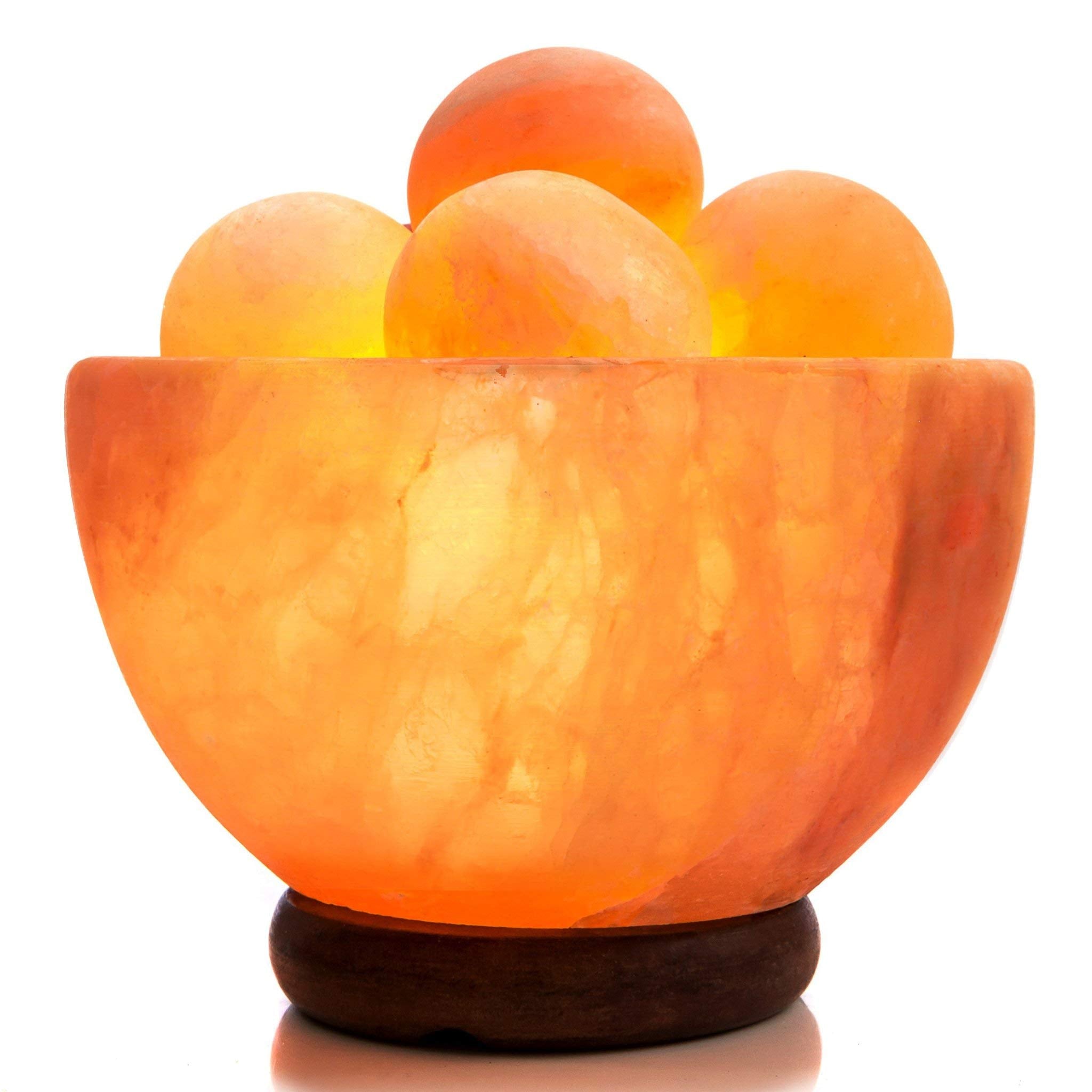 UMAID Himalayan Salt Lamp Bowl with 6 Massage Balls - Dimmable Natural Pink Rock Salt Lamp for Relaxation, Meditation,Yoga, Spa,