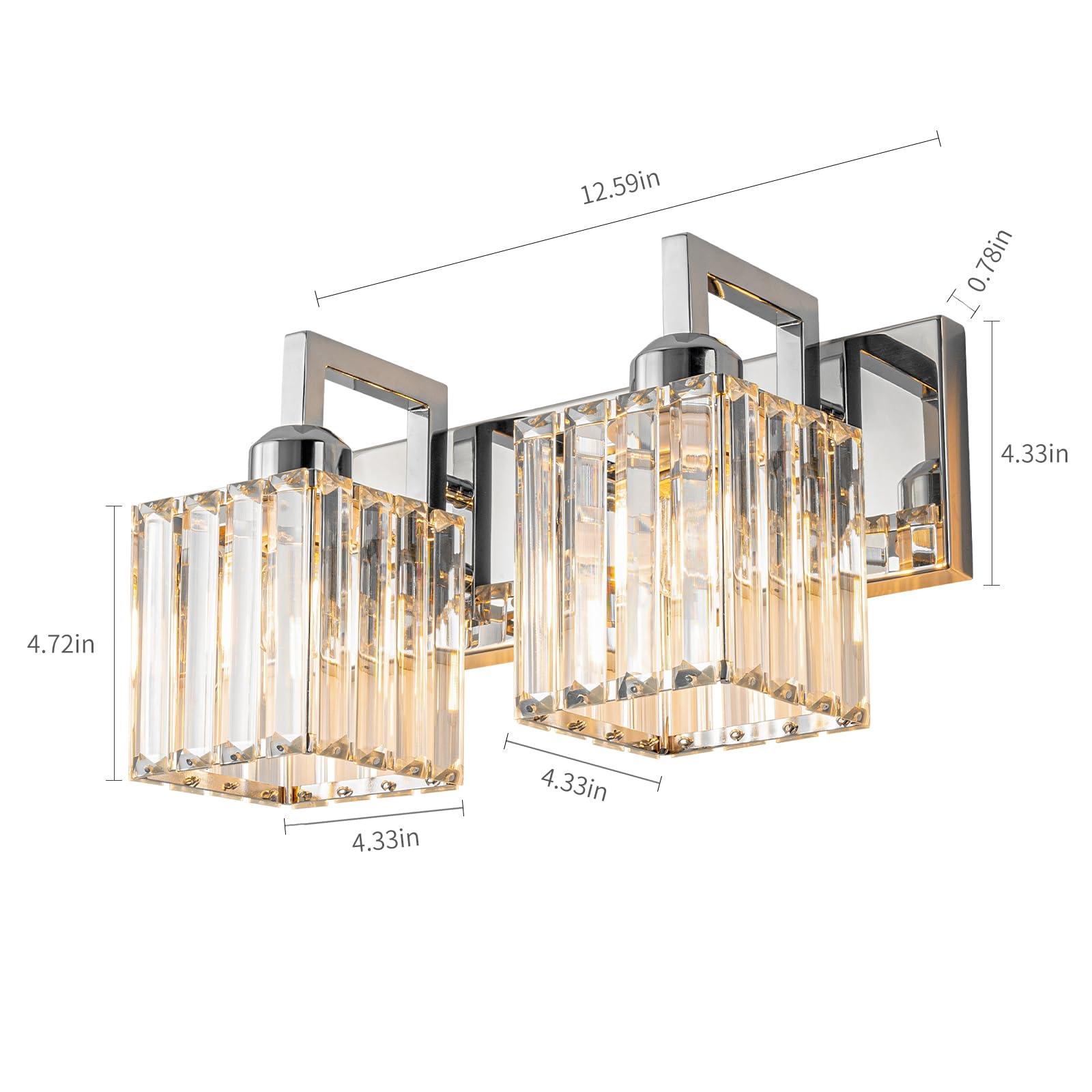 Fdpby 2-Light Modern Bathroom Vanity Light Chrome Crystal Wall Lamp Jw-003
