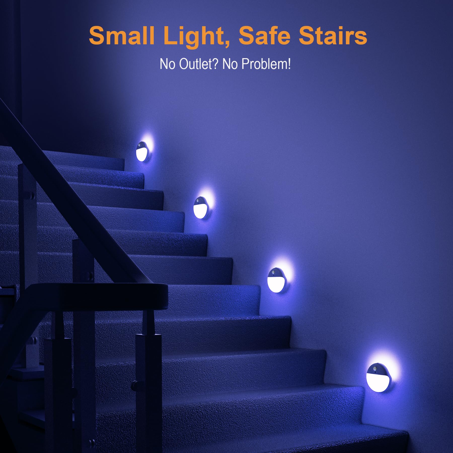 YUNLEX Motion Sensor Stair Lights 2 Pack, Dimmable Portable Night Light, Blue, Model NLS26