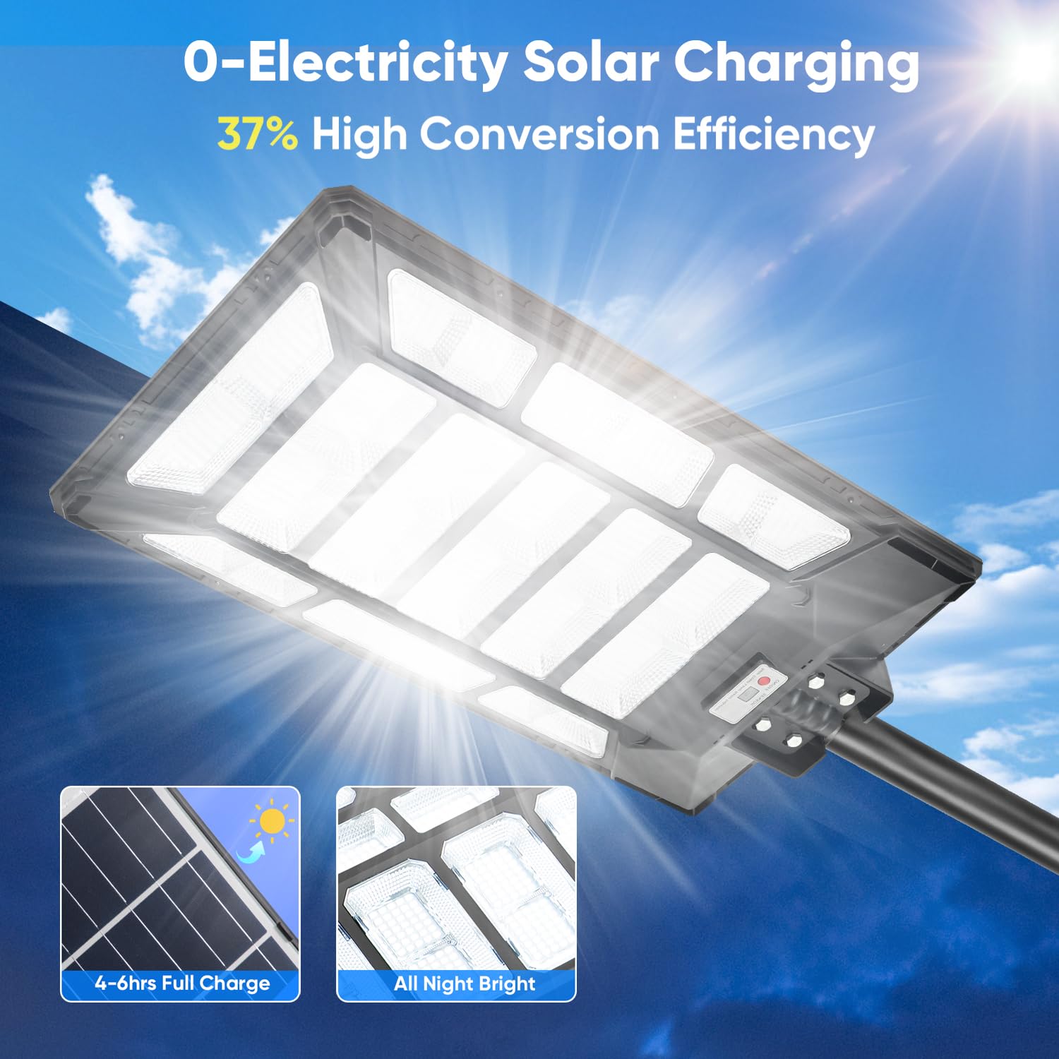 6000W Solar Street Lights Outdoor 600000Lm 1028 Beads Commercial Parking Lot Lights Dusk To Dawn Waterproof Solar Security Flood