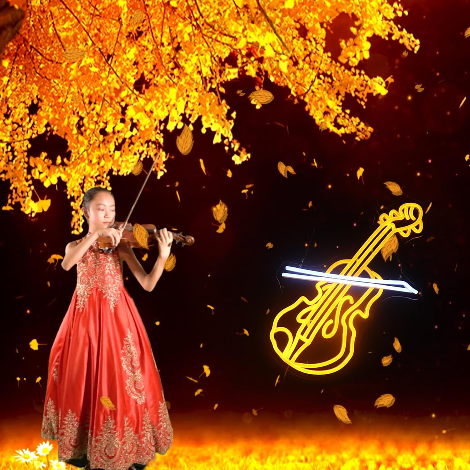 Violin Led Neon Sign  Music Player Neon Signs  Music Instrument Wall Room Bedroom Game Room Art Decor  Violin Enthusiasts Artist Neon Light Wall Art Christmas Birthday Gift
