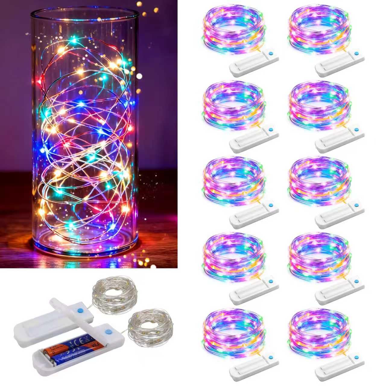 Znycye 10 Pack 10Ft 30 Led Mason Jar String Lights 8 Modes With Timer Waterproof Fairy Lights Upgraded Battery(Included Operated For Diy Wedding Party Mason Jar Christmas Decorations (Multi-Color)